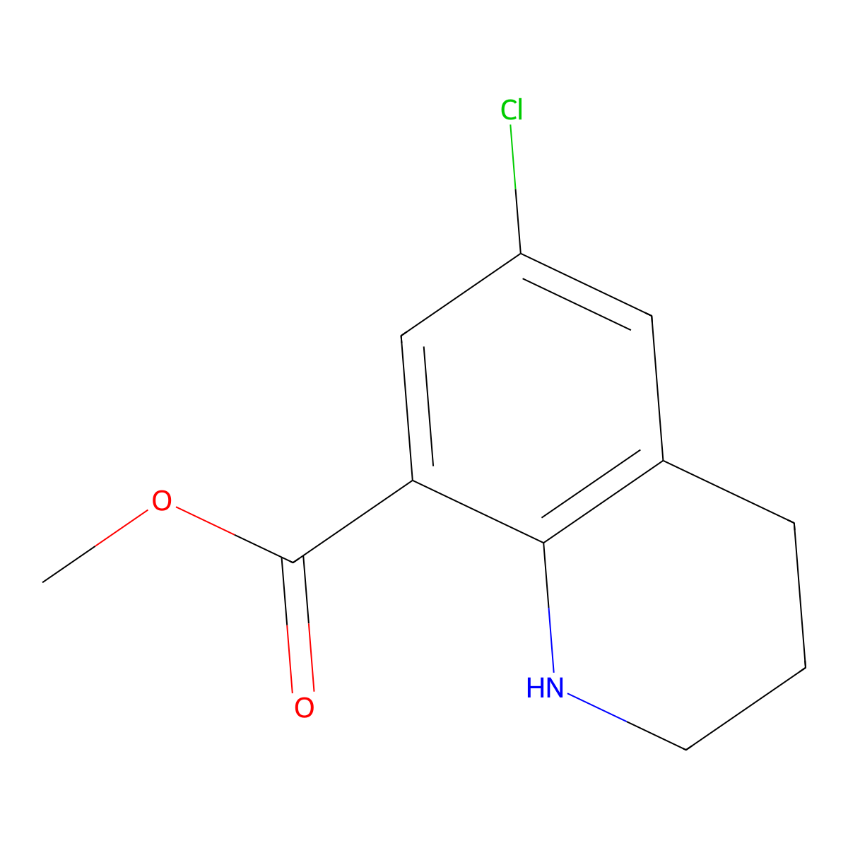Methyl 6-chloro-1,2,3,4-tetrahydroquinoline-8-carboxylate molecular structure, CAS 1823887-92-8