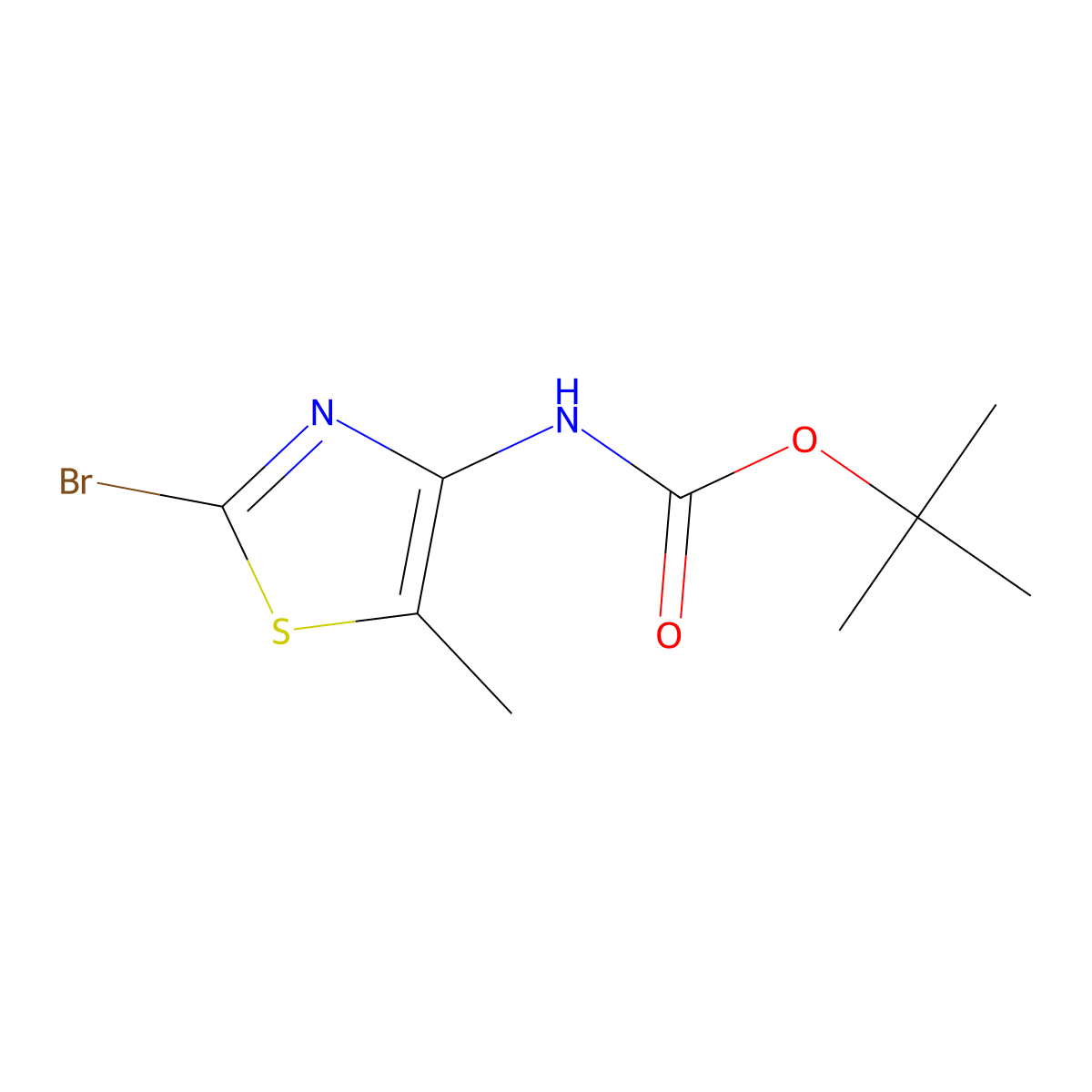 tert-butyl N-(2-bromo-5-methyl-1,3-thiazol-4-yl)carbamate molecular structure, CAS 1823888-15-8