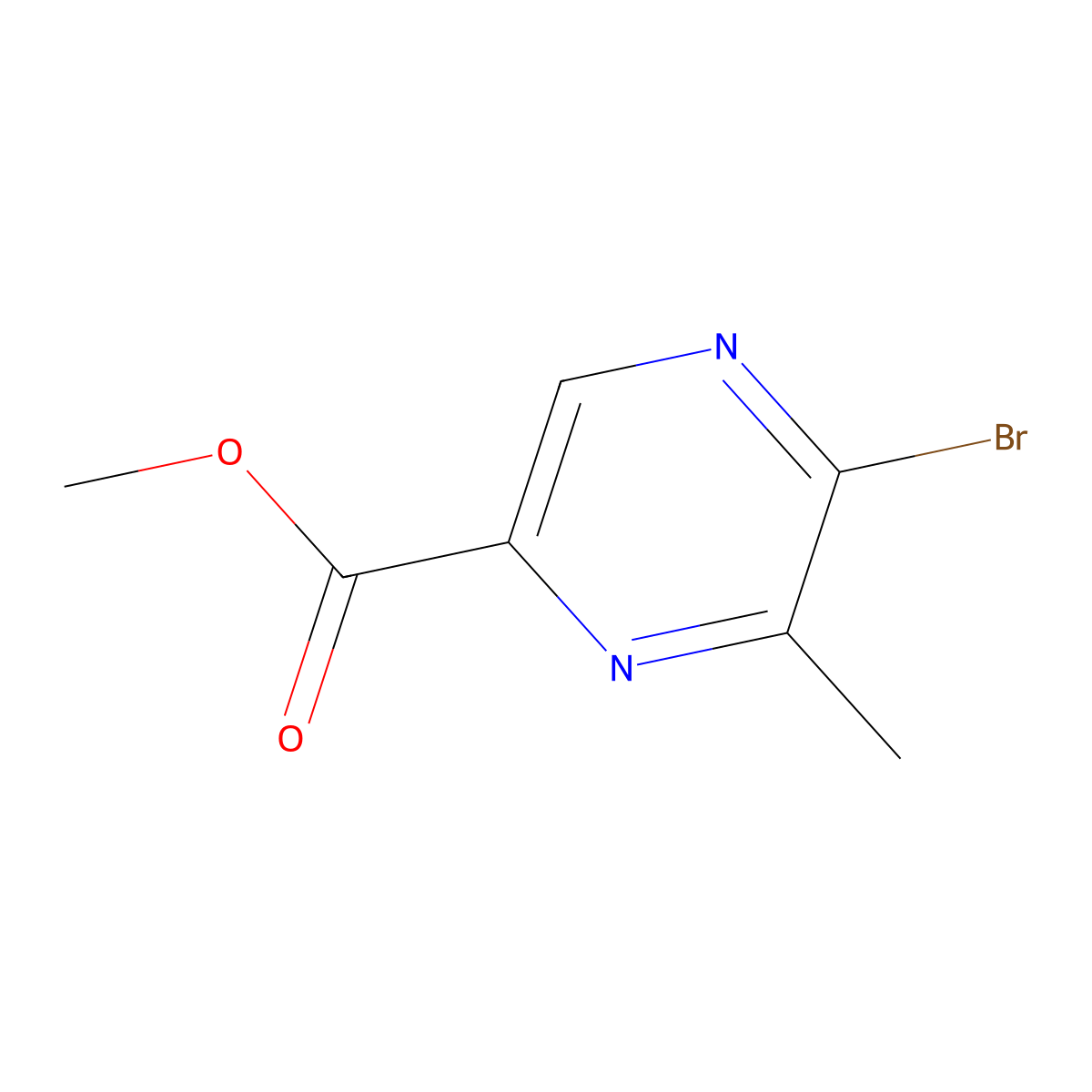 Methyl 5-bromo-6-methylpyrazine-2-carboxylate molecular structure, CAS 1823888-27-2