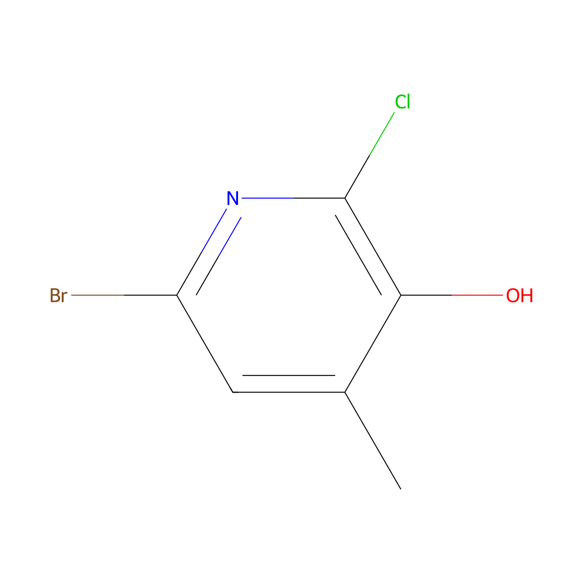 6-Bromo-2-chloro-3-hydroxy-4-methylpyridine molecular structure, CAS 1823888-57-8