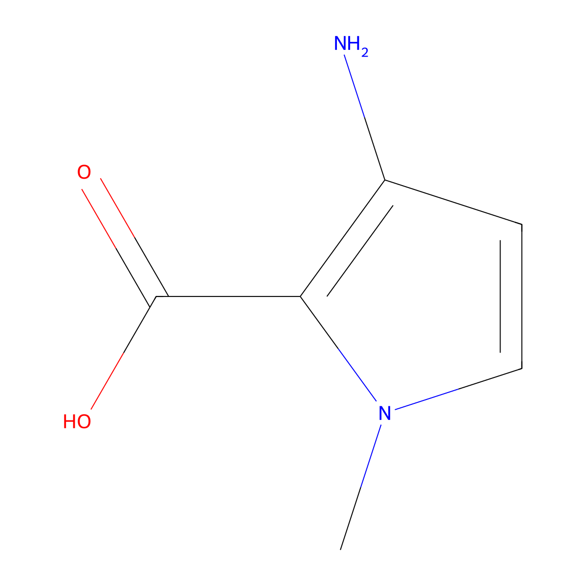 3-Amino-1-methyl-1H-pyrrole-2-carboxylic acid molecular structure, CAS 1823890-54-5
