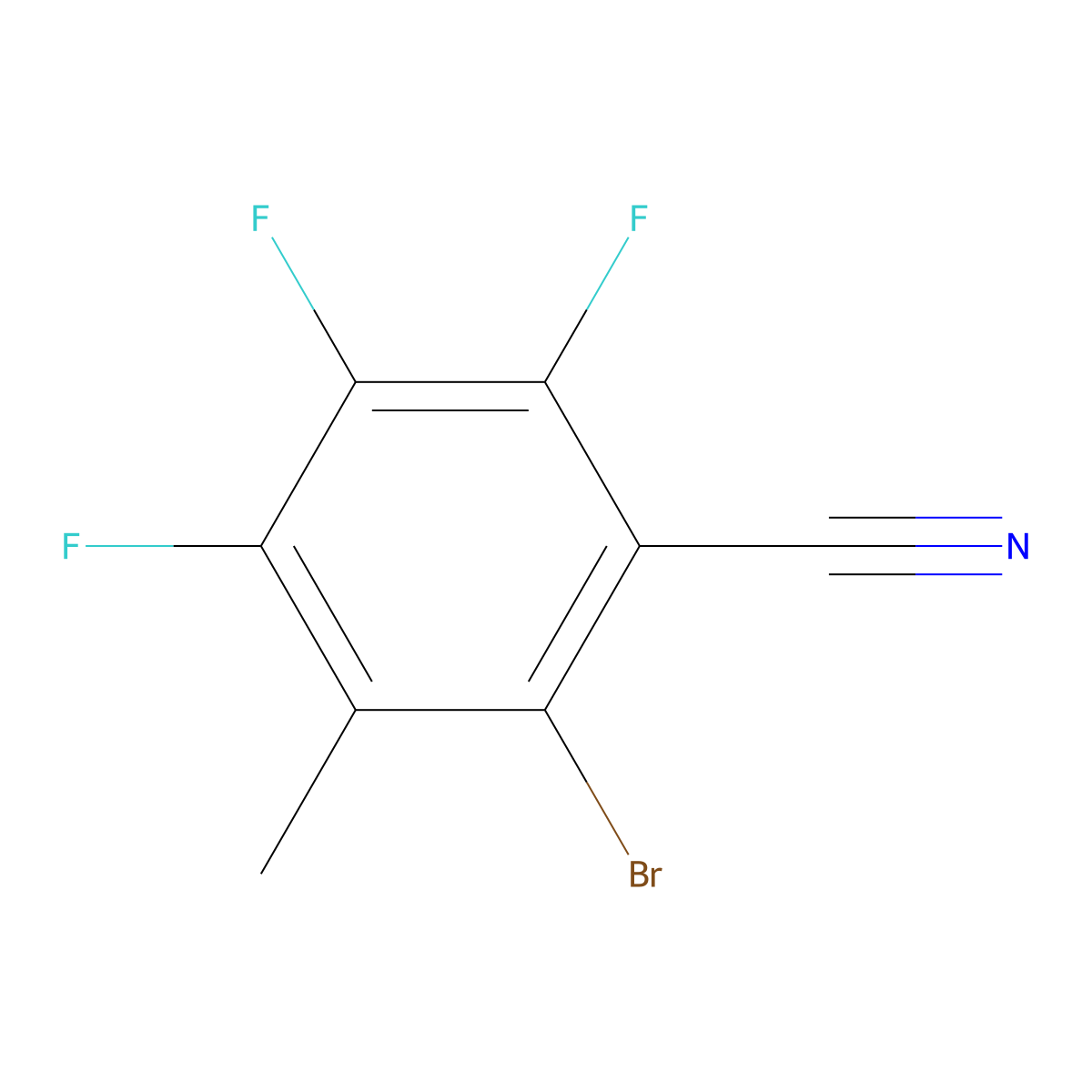 2-Bromo-4,5,6-trifluoro-3-methylbenzonitrile molecular structure, CAS 1823891-01-5