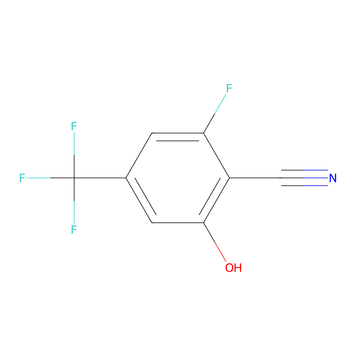 2-Fluoro-6-hydroxy-4-(trifluoromethyl)benzonitrile molecular structure, CAS 1823891-92-4