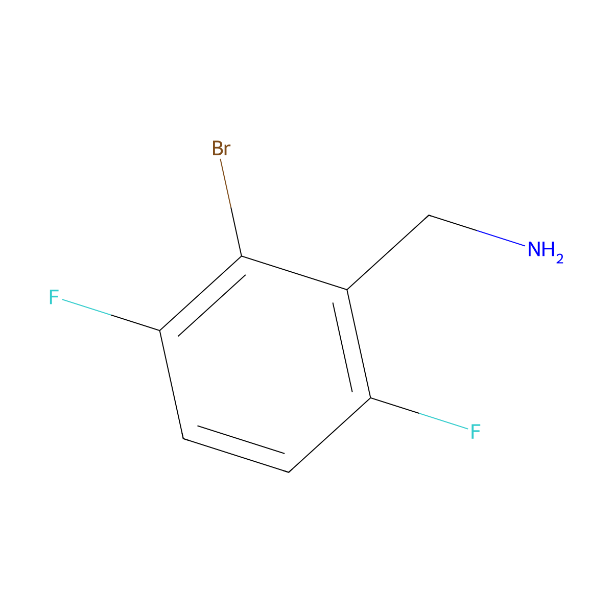 (2-Bromo-3,6-difluorophenyl)methanamine molecular structure, CAS 1823894-30-9