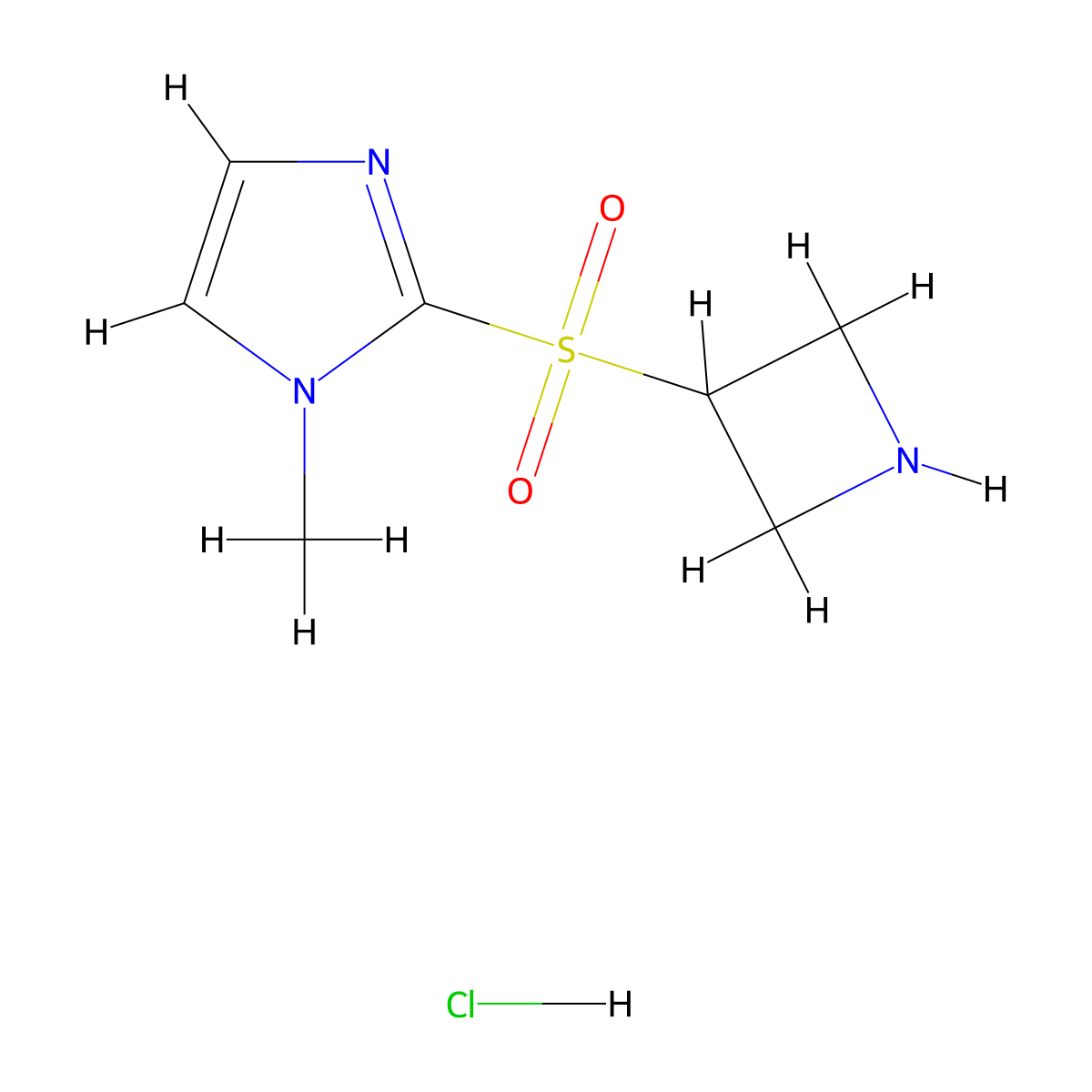 2-(azetidine-3-sulfonyl)-1-methyl-1H-imidazole hydrochloride molecular structure, CAS 1823895-21-1