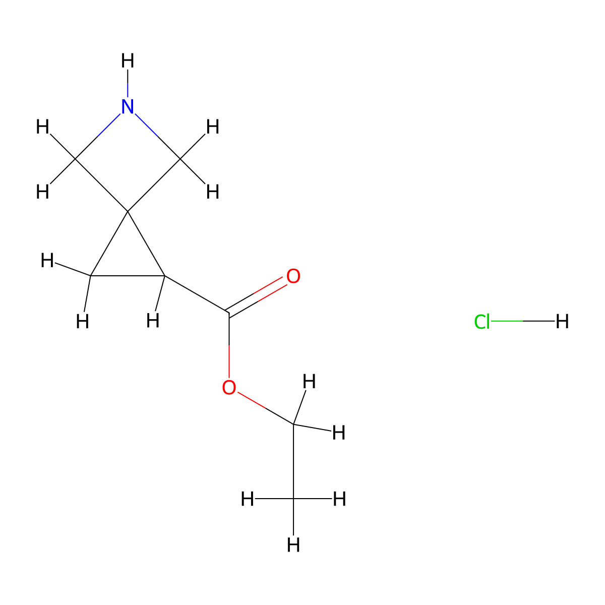 Ethyl 5-azaspiro[2.3]hexane-1-carboxylate hydrochloride molecular structure, CAS 1823895-27-7