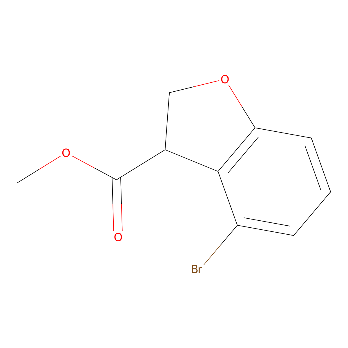 Methyl 4-bromo-2,3-dihydro-1-benzofuran-3-carboxylate molecular structure, CAS 1823895-34-6