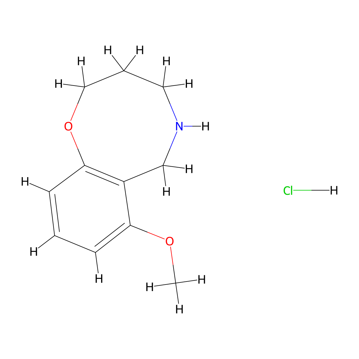 7-methoxy-3,4,5,6-tetrahydro-2H-1,5-benzoxazocine hydrochloride molecular structure, CAS 1823895-36-8
