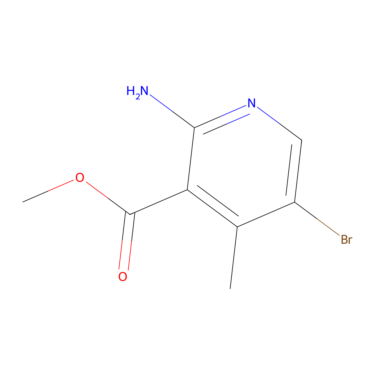 Methyl 2-amino-5-bromo-4-methylnicotinate molecular structure, CAS 1823895-39-1