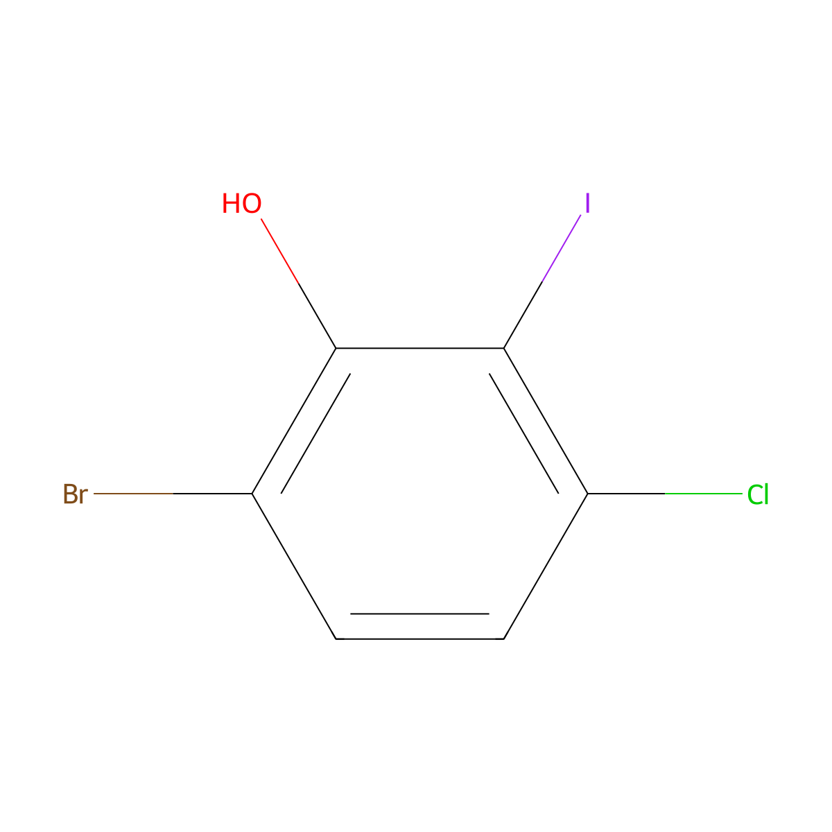 6-Bromo-3-chloro-2-iodophenol molecular structure, CAS 1823895-74-4