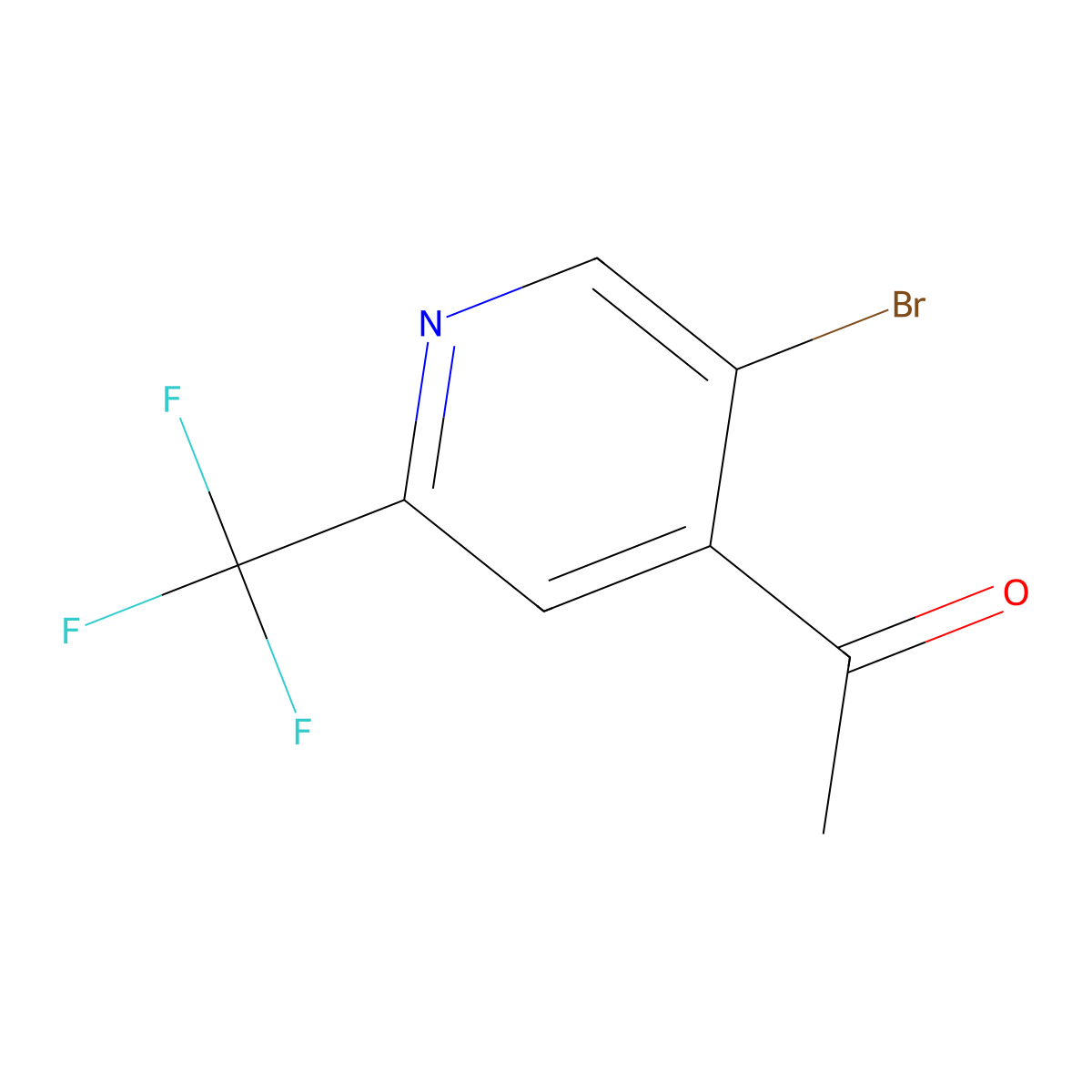 1-(5-Bromo-2-(trifluoromethyl)pyridin-4-yl)ethanone molecular structure, CAS 1823897-03-5