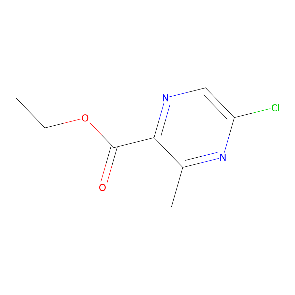 Ethyl 5-chloro-3-methylpyrazine-2-carboxylate molecular structure, CAS 1823898-11-8