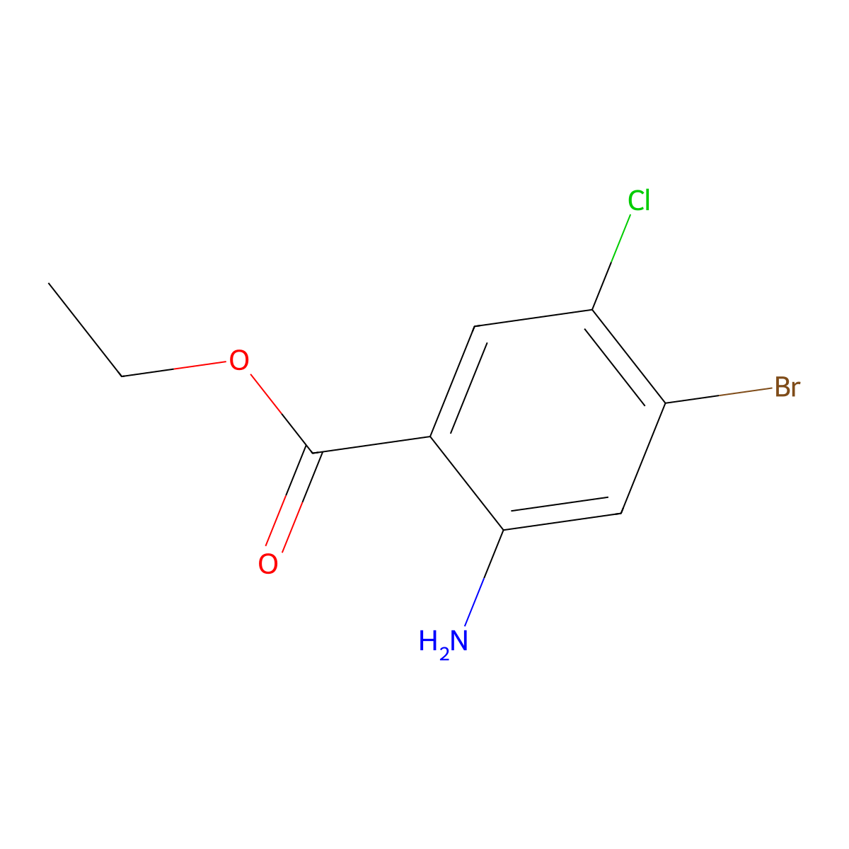 Ethyl 2-amino-4-bromo-5-chlorobenzoate molecular structure, CAS 1823898-16-3