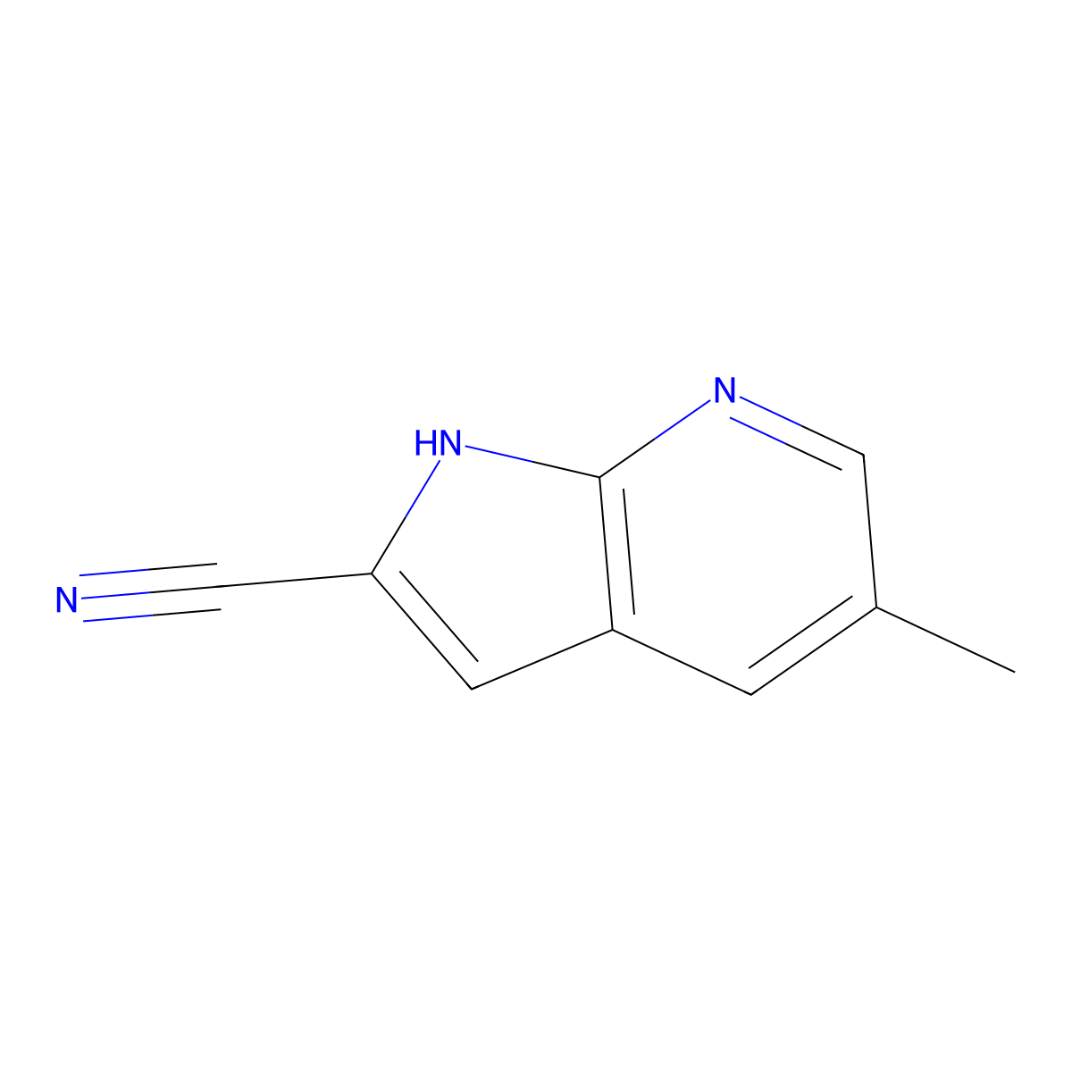 5-Methyl-1H-pyrrolo[2,3-b]pyridine-2-carbonitrile molecular structure, CAS 1823898-64-1