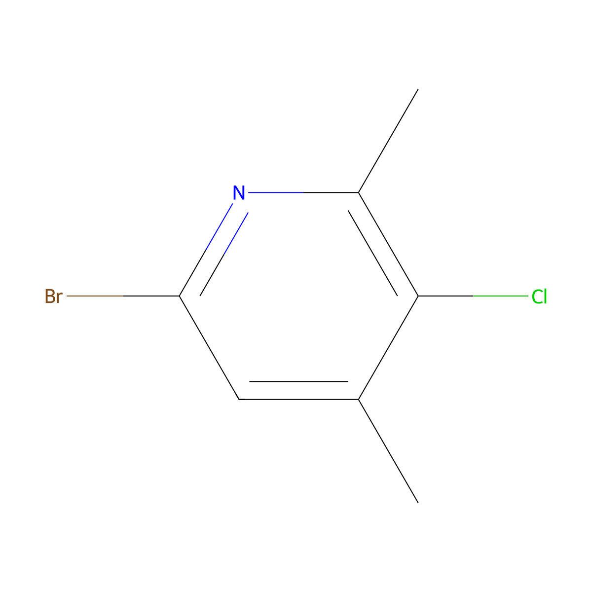 6-Bromo-3-chloro-2,4-dimethylpyridine molecular structure, CAS 1823899-58-6