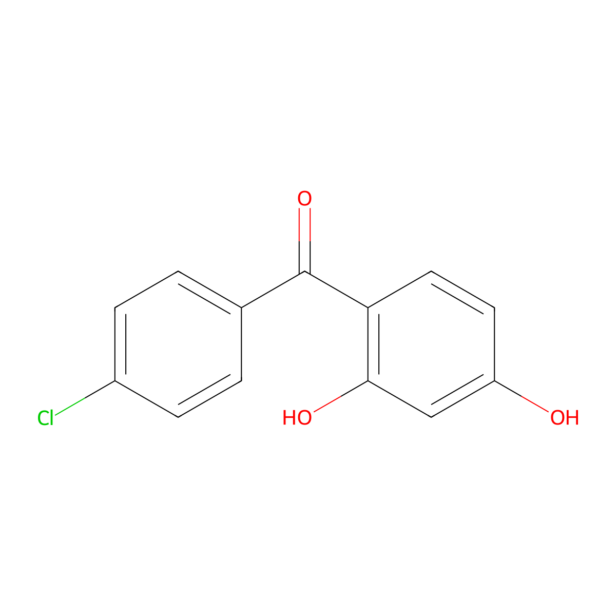 (4-Chlorophenyl)(2,4-dihydroxyphenyl)methanone molecular structure, CAS 18239-10-6