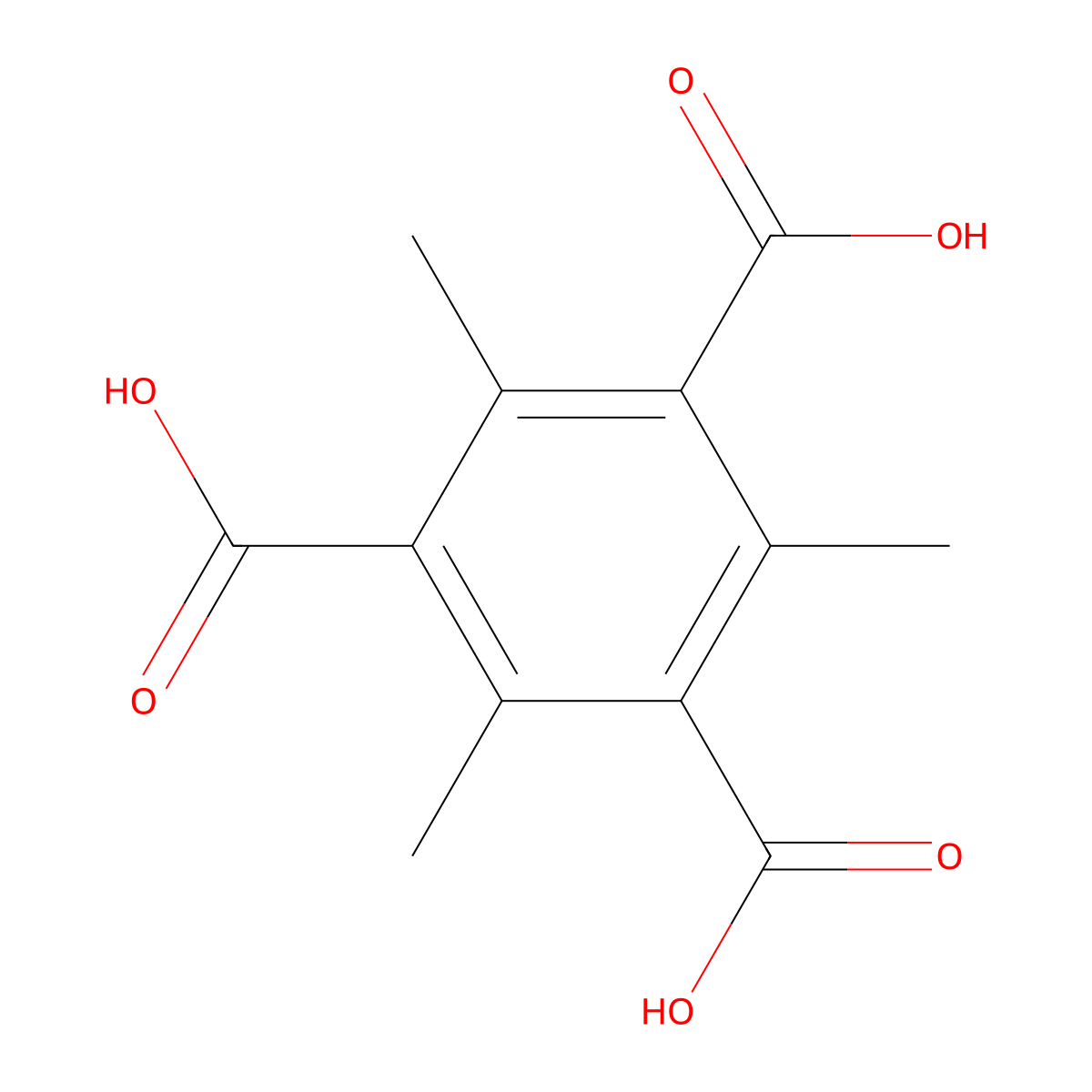 2,4,6-Trimethyl-1,3,5-benzenetricarboxylic acid molecular structure, CAS 18239-15-1
