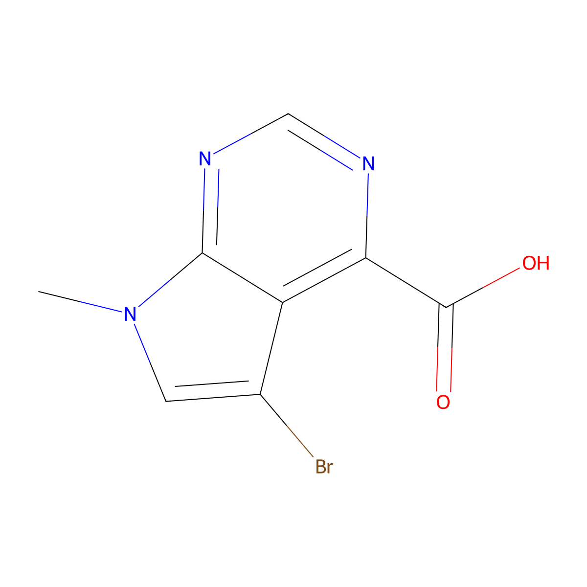5-Bromo-7-methyl-7H-pyrrolo[2,3-D]pyrimidine-4-carboxylic acid molecular structure, CAS 1823900-35-1