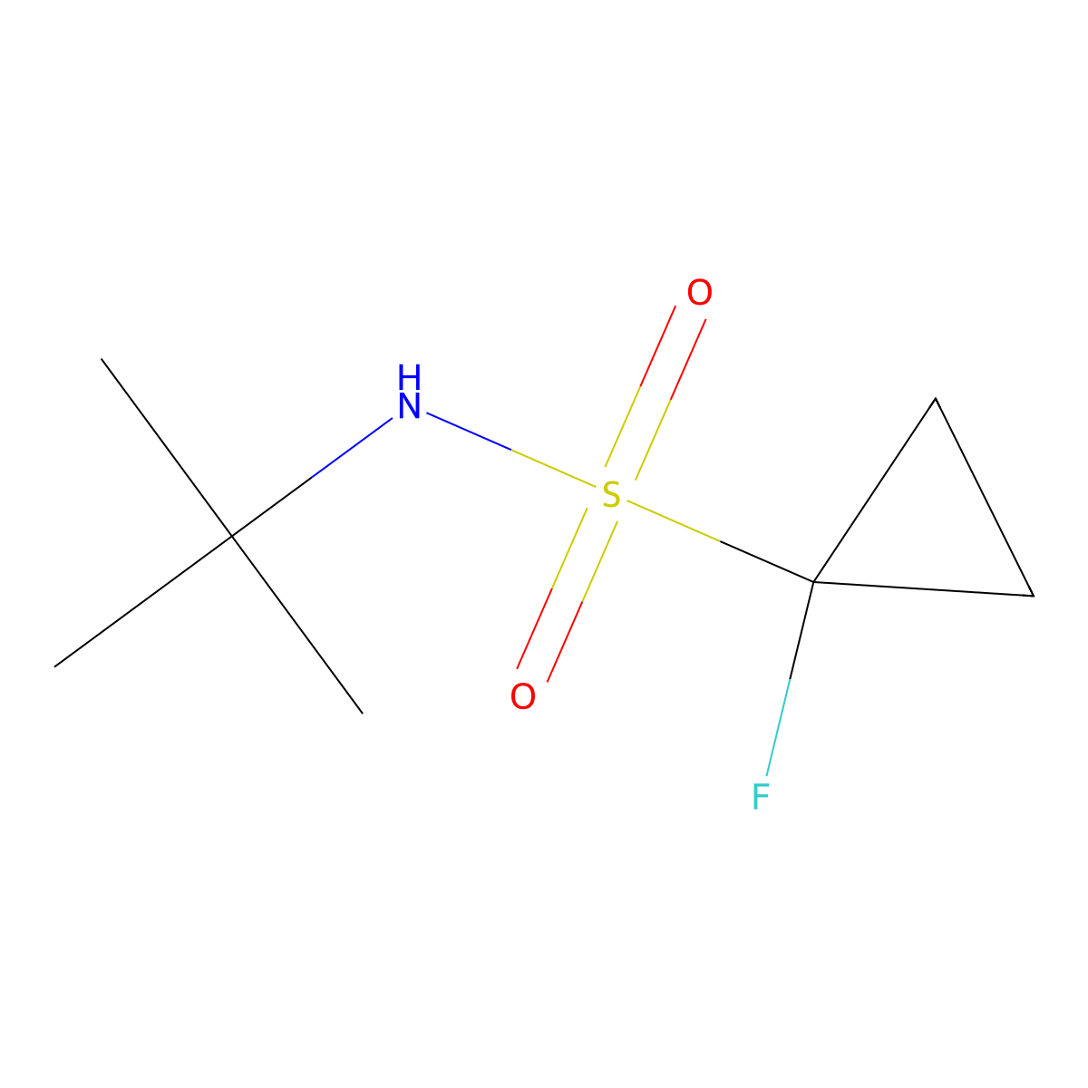 N-tert-butyl-1-fluorocyclopropane-1-sulfonamide molecular structure, CAS 1823900-79-3