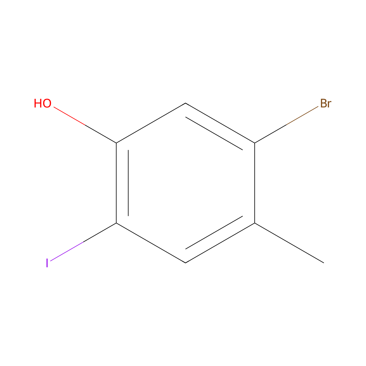 5-Bromo-2-iodo-4-methylphenol molecular structure, CAS 1823901-16-1