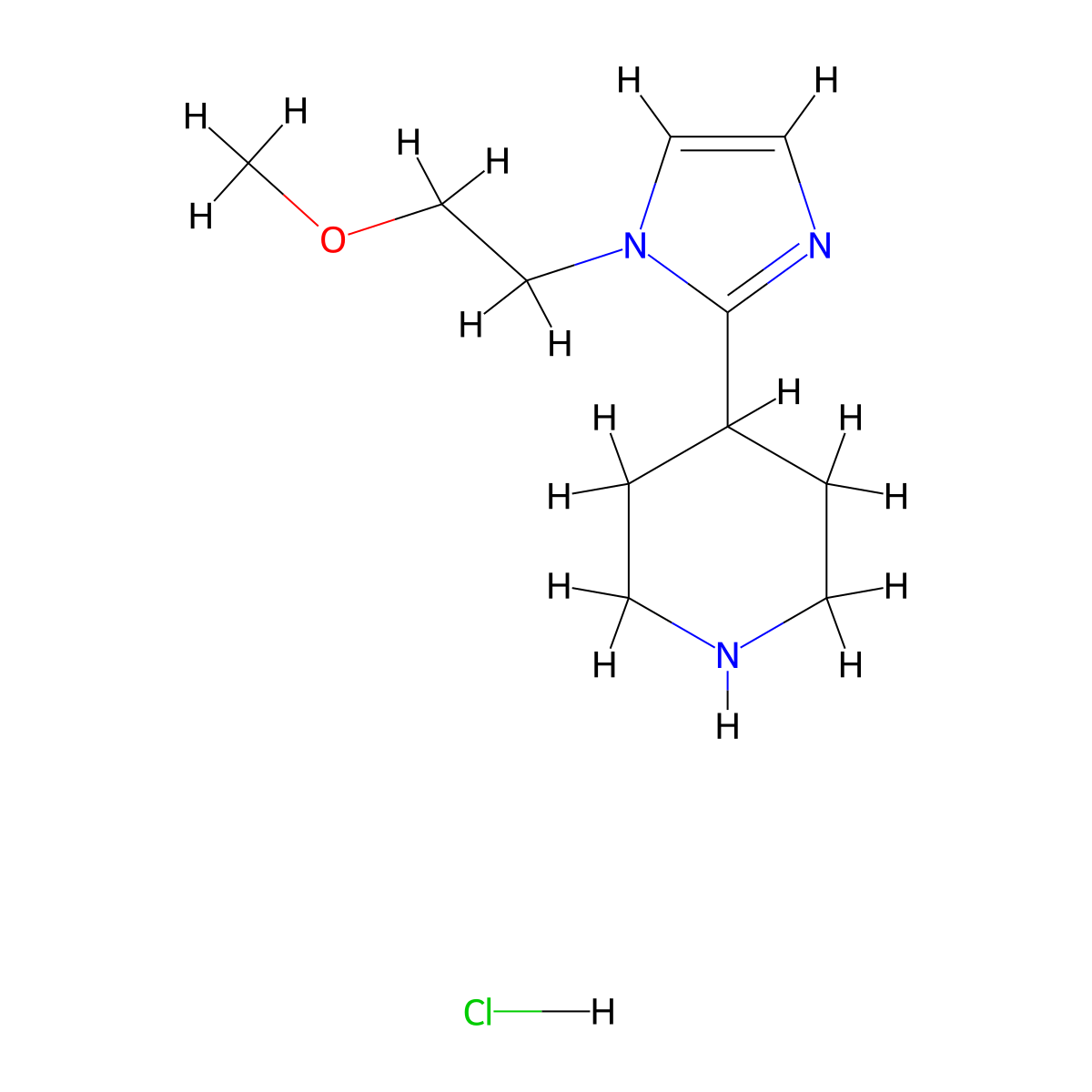 4-[1-(2-methoxyethyl)-1H-imidazol-2-yl]piperidine hydrochloride molecular structure, CAS 1823902-25-5
