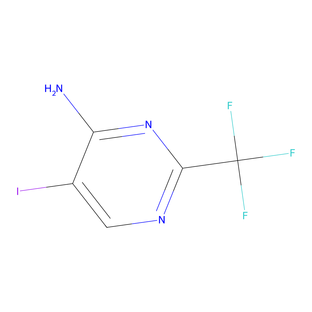 5-Iodo-2-(trifluoromethyl)pyrimidin-4-amine molecular structure, CAS 1823903-96-3