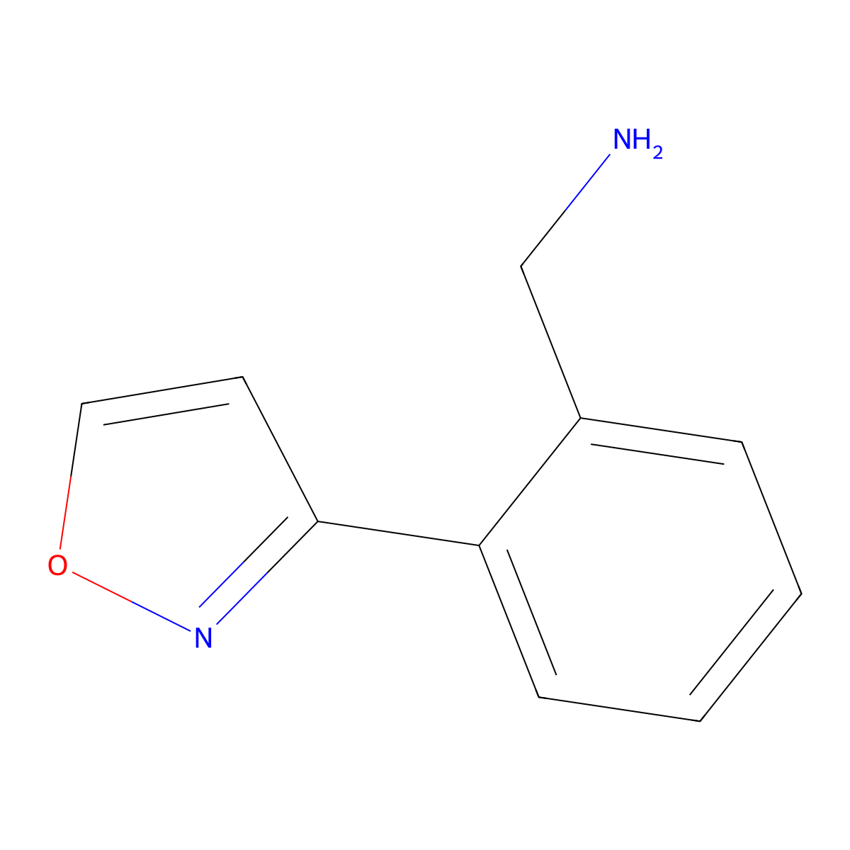 (2-(Isoxazol-3-yl)phenyl)methanamine molecular structure, CAS 1823904-50-2