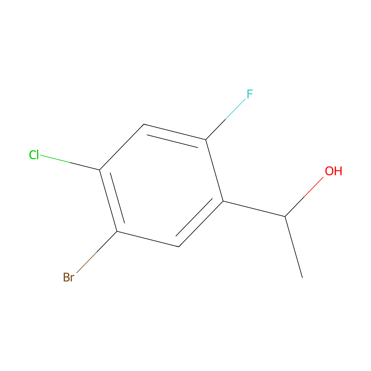 5-Bromo-4-chloro-2-fluoro-alpha-methylbenzenemethanol molecular structure, CAS 1823904-90-0