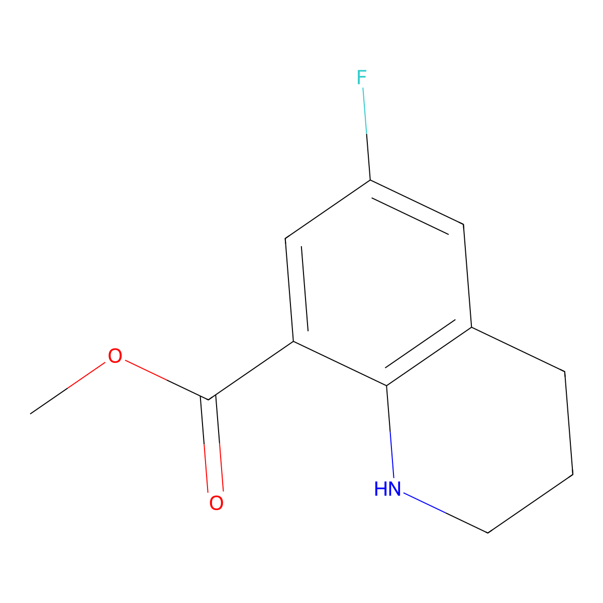 Methyl 6-fluoro-1,2,3,4-tetrahydroquinoline-8-carboxylate molecular structure, CAS 1823905-36-7