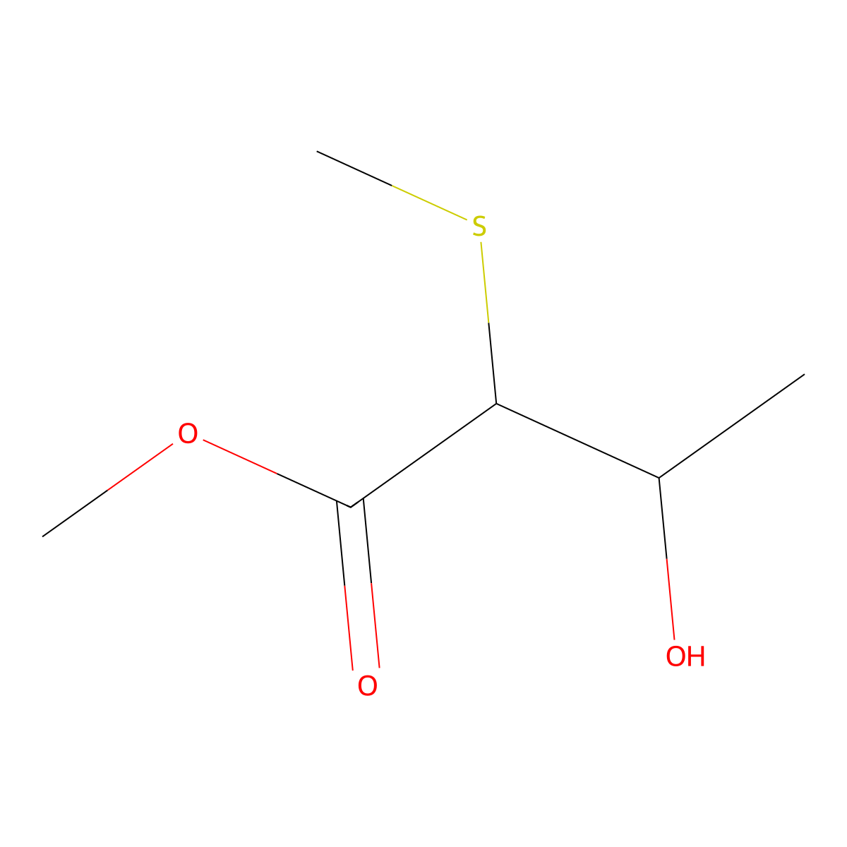 Methyl 3-hydroxy-2-(methylsulfanyl)butanoate molecular structure, CAS 1823908-11-7