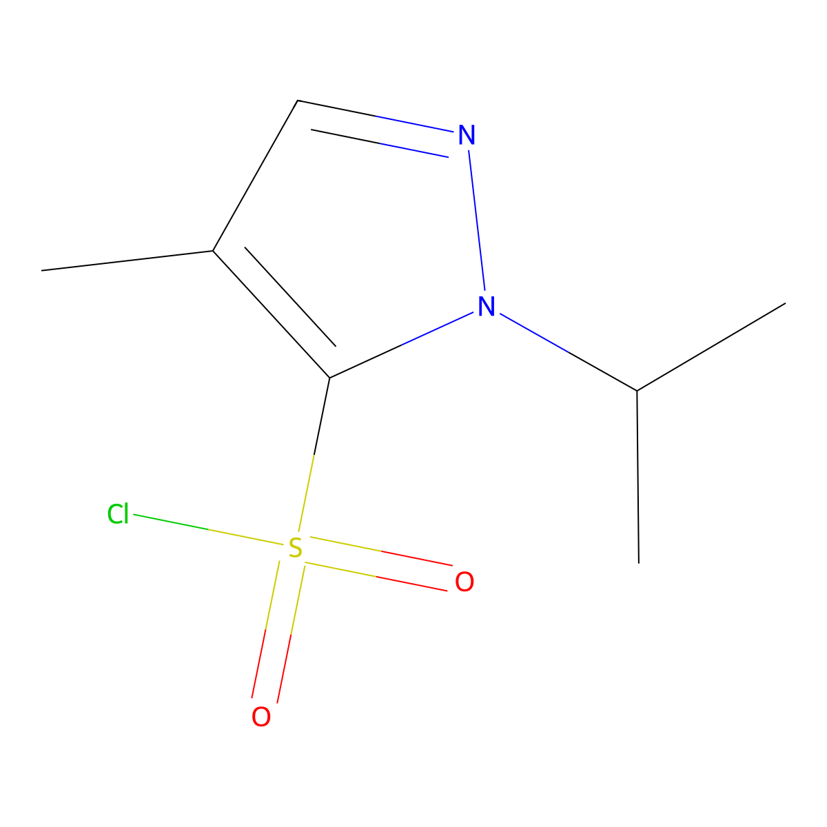 4-methyl-1-(propan-2-yl)-1H-pyrazole-5-sulfonyl chloride molecular structure, CAS 1823909-13-2