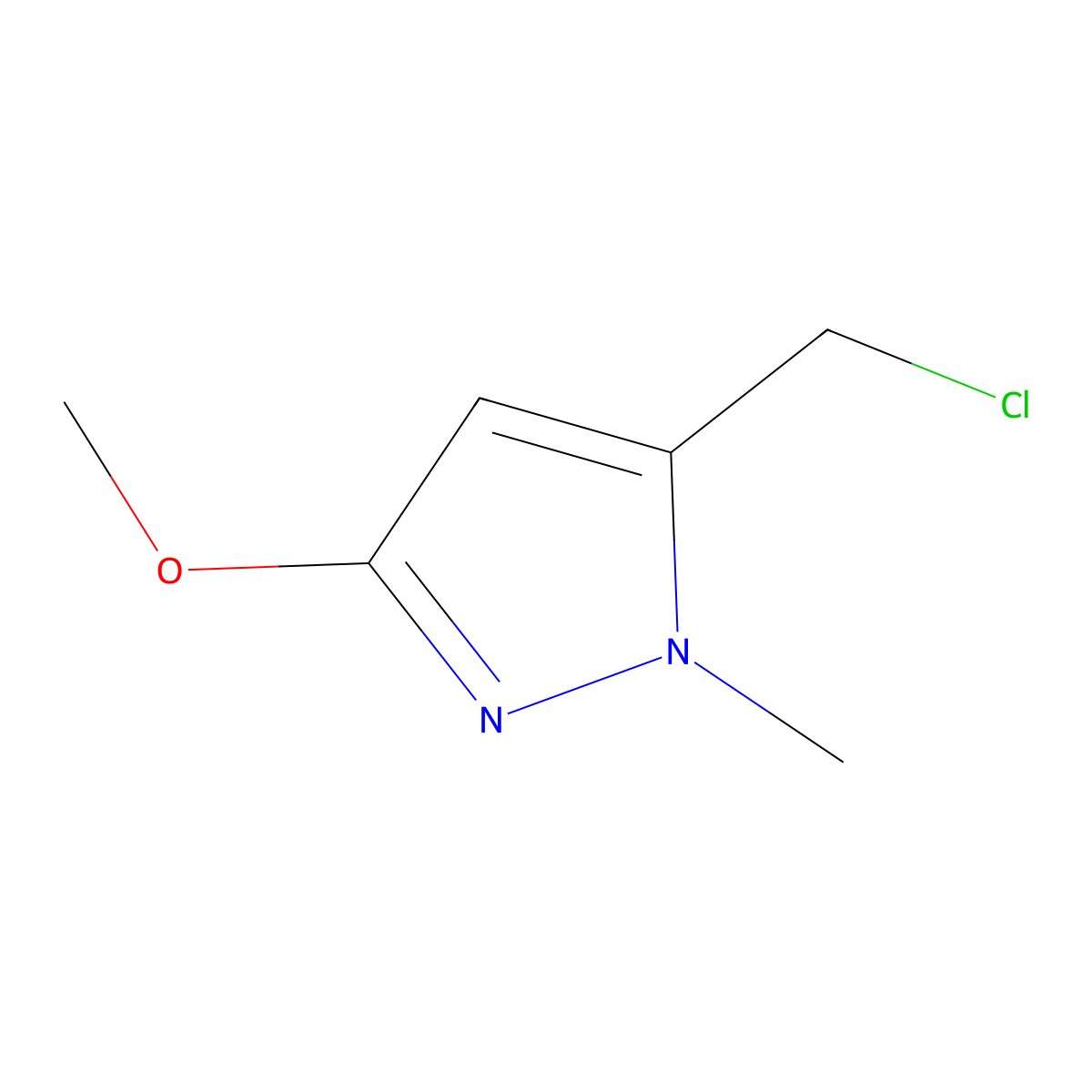 5-(chloromethyl)-3-methoxy-1-methyl-1H-pyrazole molecular structure, CAS 1823909-96-1