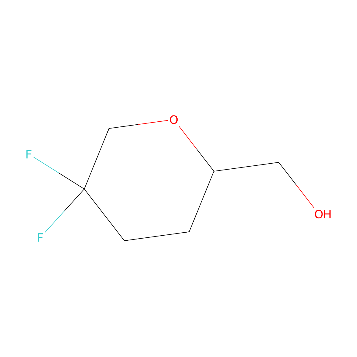 (5,5-Difluorooxan-2-yl)methanol molecular structure, CAS 1823910-57-1