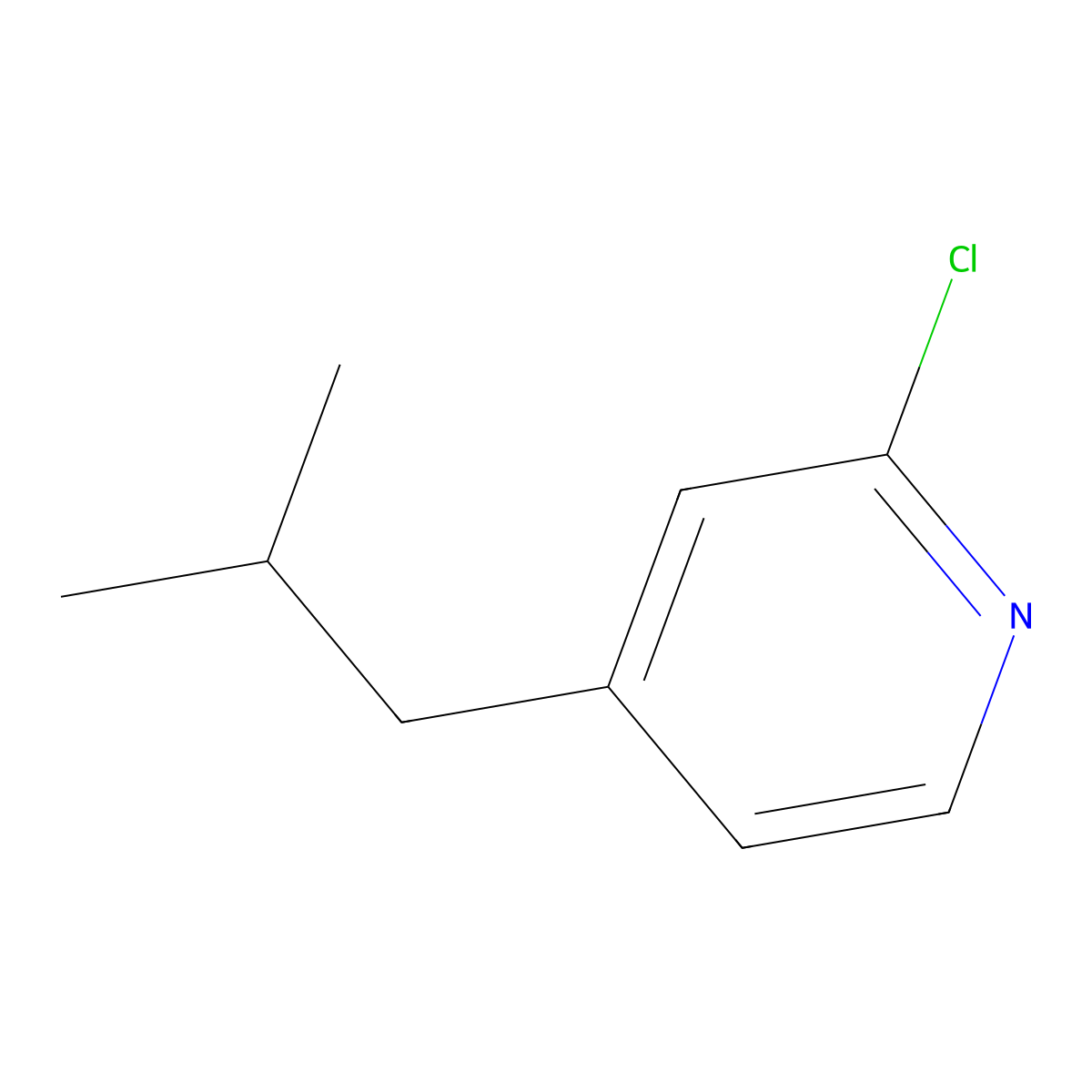 2-Chloro-4-isobutylpyridine molecular structure, CAS 1823911-92-7