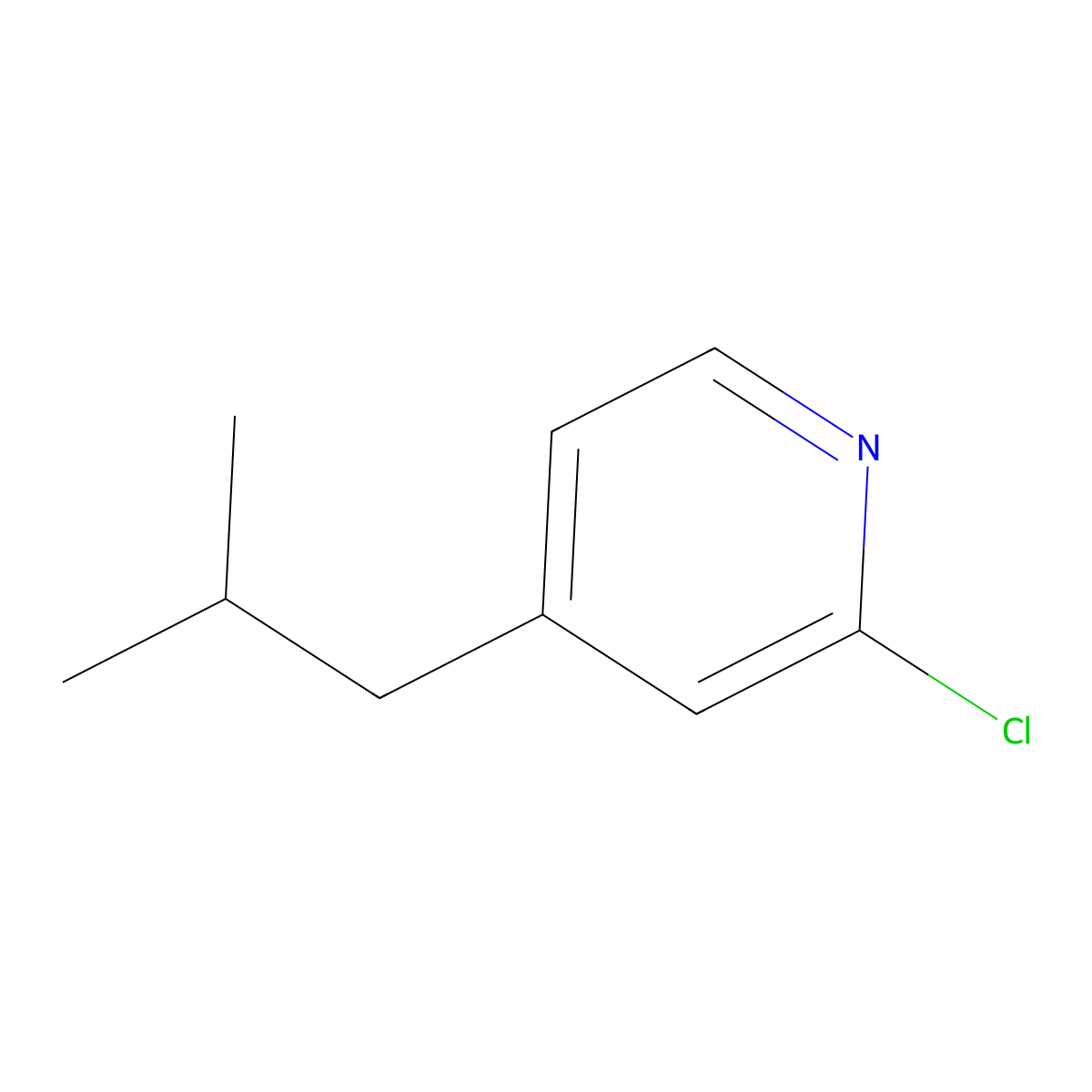 2-Chloro-4-isobutylpyridine molecular structure, CAS 1823911-92-7