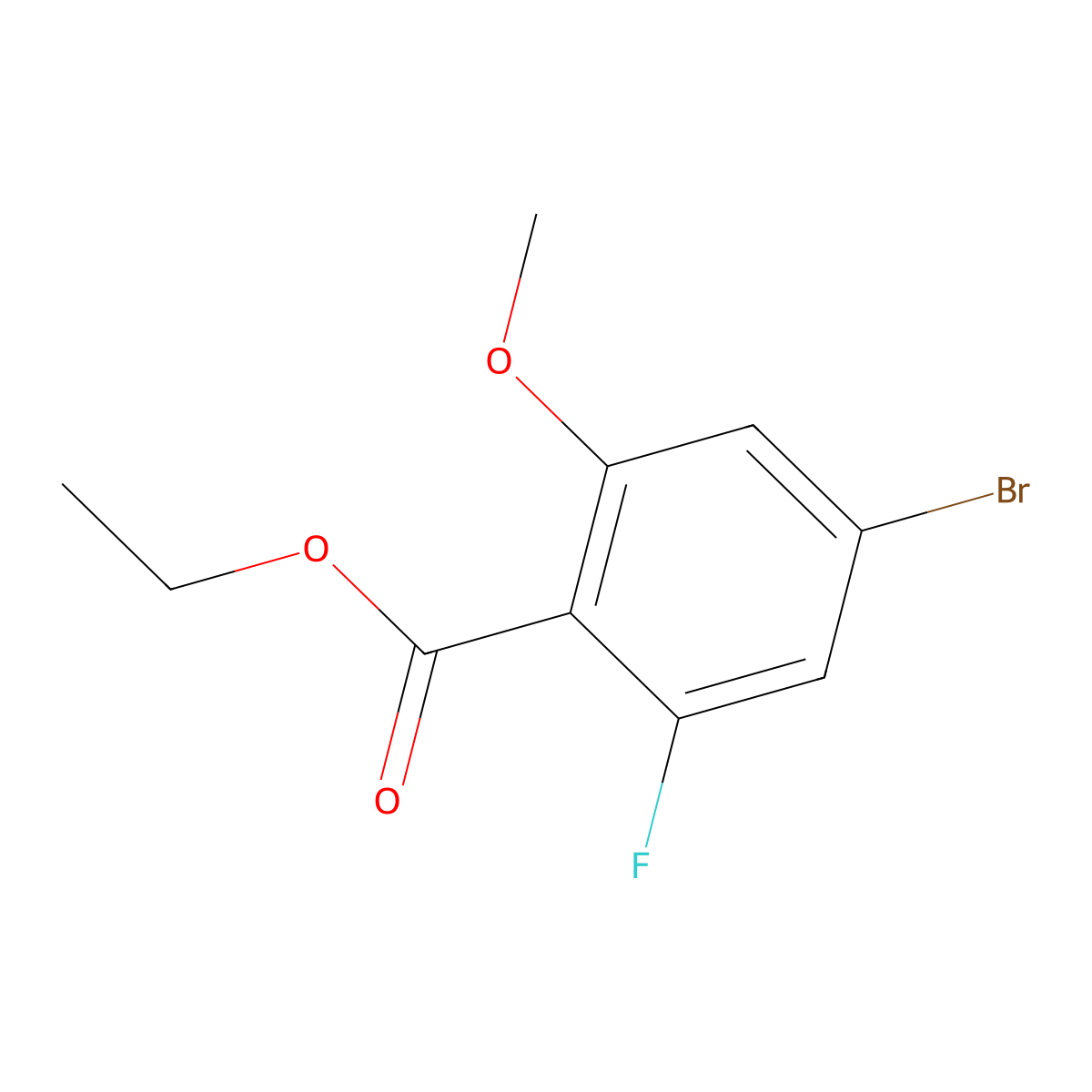 Ethyl 4-bromo-2-fluoro-6-methoxybenzoate molecular structure, CAS 1823913-07-0