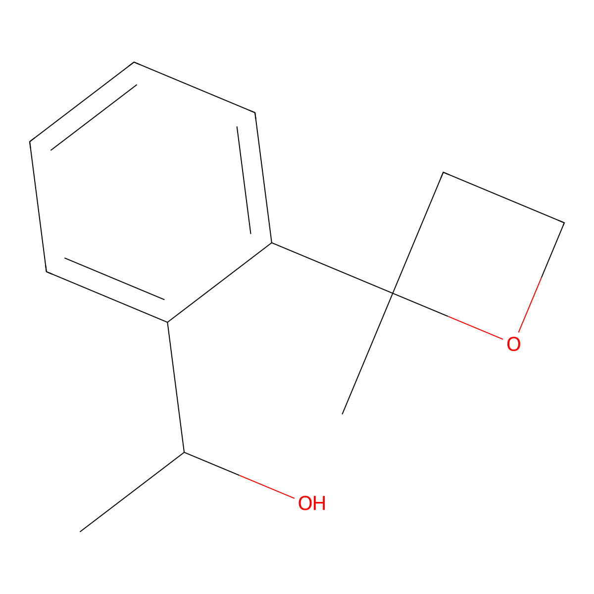 1-[2-(2-Methyloxetan-2-yl)phenyl]ethan-1-ol molecular structure, CAS 1823913-11-6