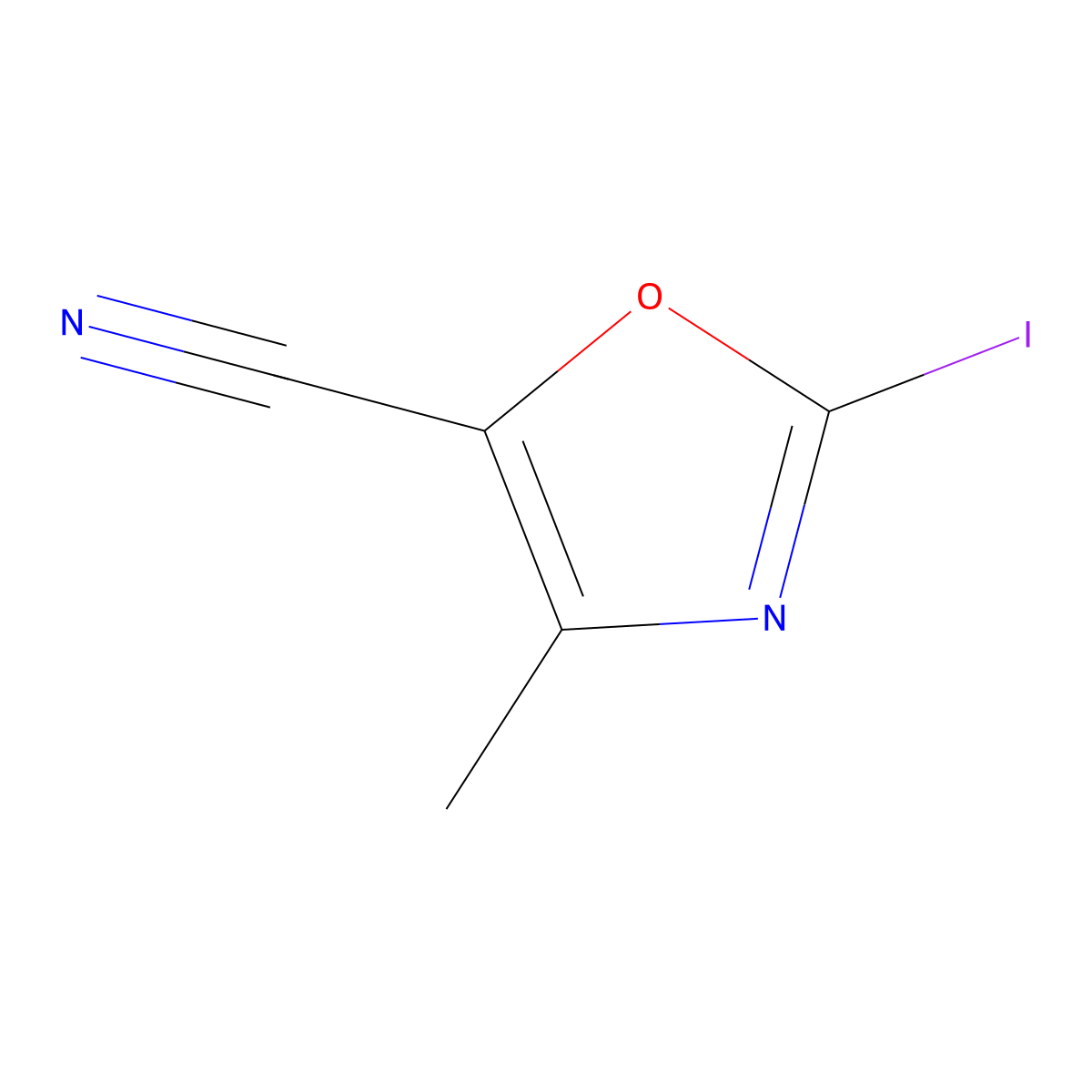 2-Iodo-4-methyloxazole-5-carbonitrile molecular structure, CAS 1823913-73-0