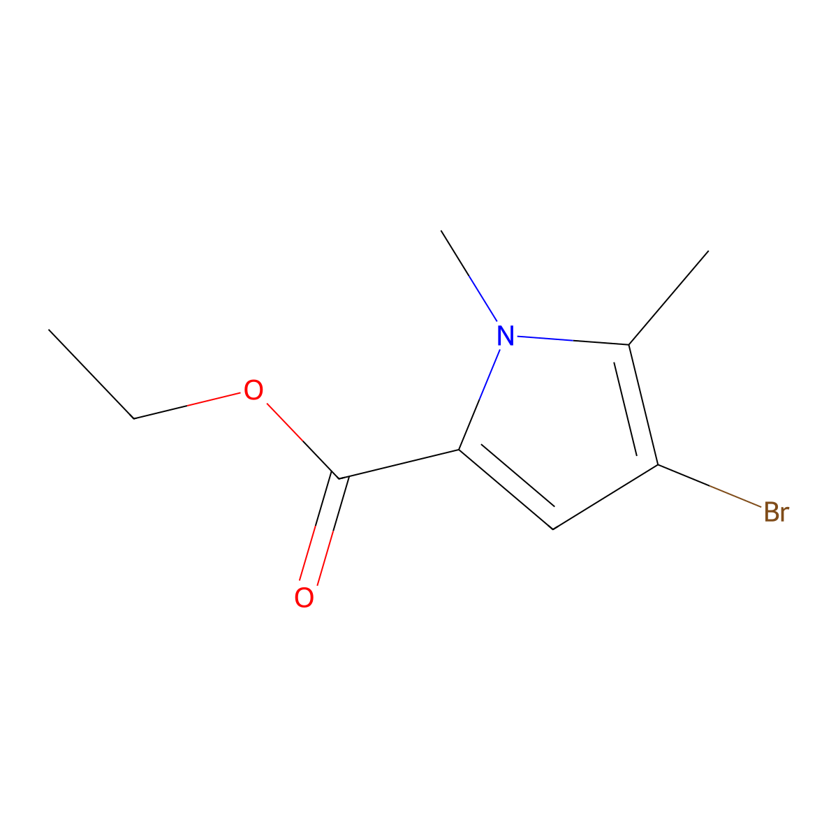 Ethyl 4-bromo-1,5-dimethylpyrrole-2-carboxylate molecular structure, CAS 1823913-77-4