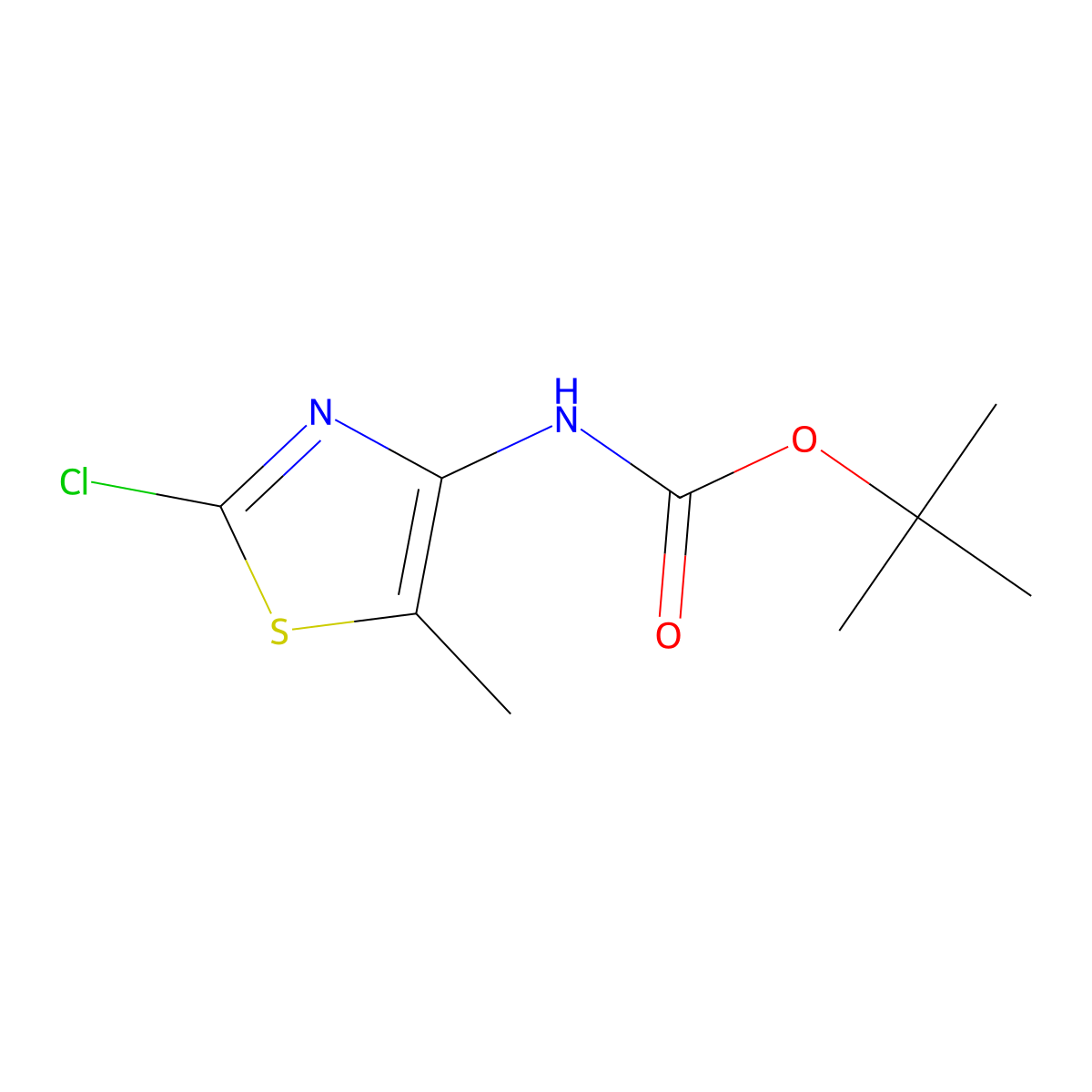 tert-Butyl (2-chloro-5-methylthiazol-4-yl)carbamate molecular structure, CAS 1823913-82-1