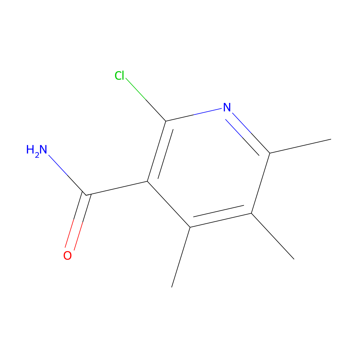 2-Chloro-4,5,6-trimethylpyridine-3-carboxamide molecular structure, CAS 1823913-86-5