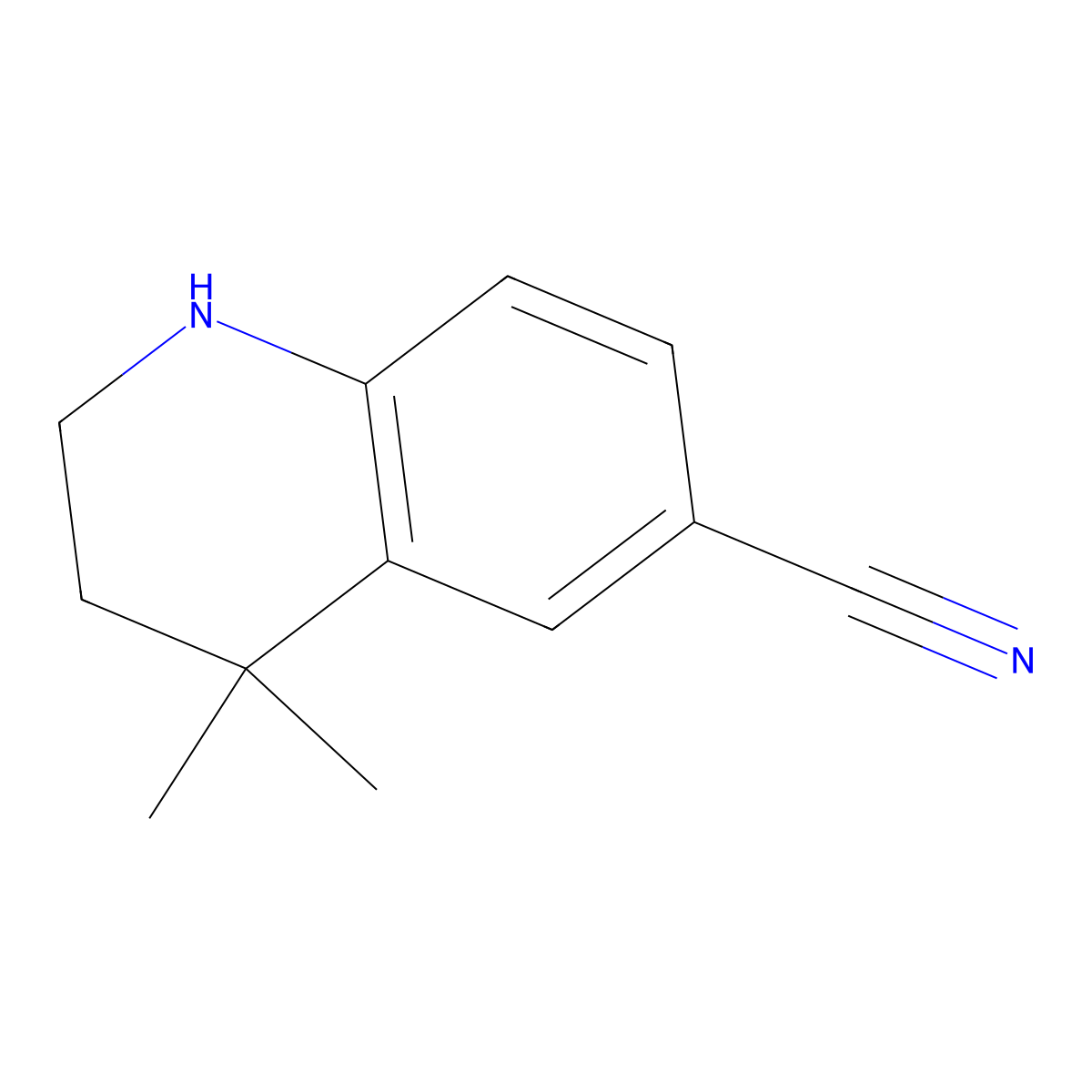 4,4-Dimethyl-1,2,3,4-tetrahydro-quinoline-6-carbonitrile molecular structure, CAS 1823913-91-2