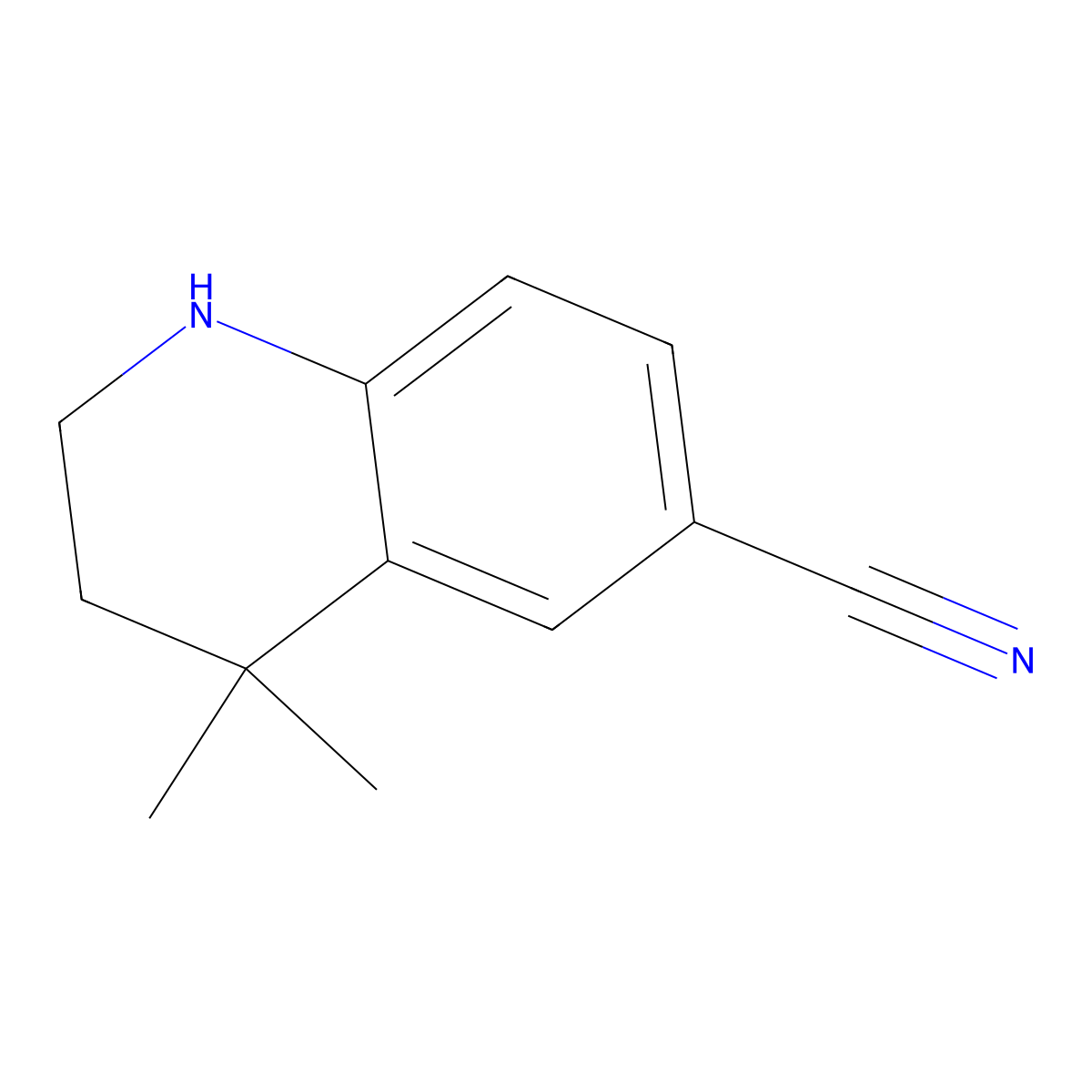 4,4-Dimethyl-1,2,3,4-tetrahydro-quinoline-6-carbonitrile molecular structure, CAS 1823913-91-2