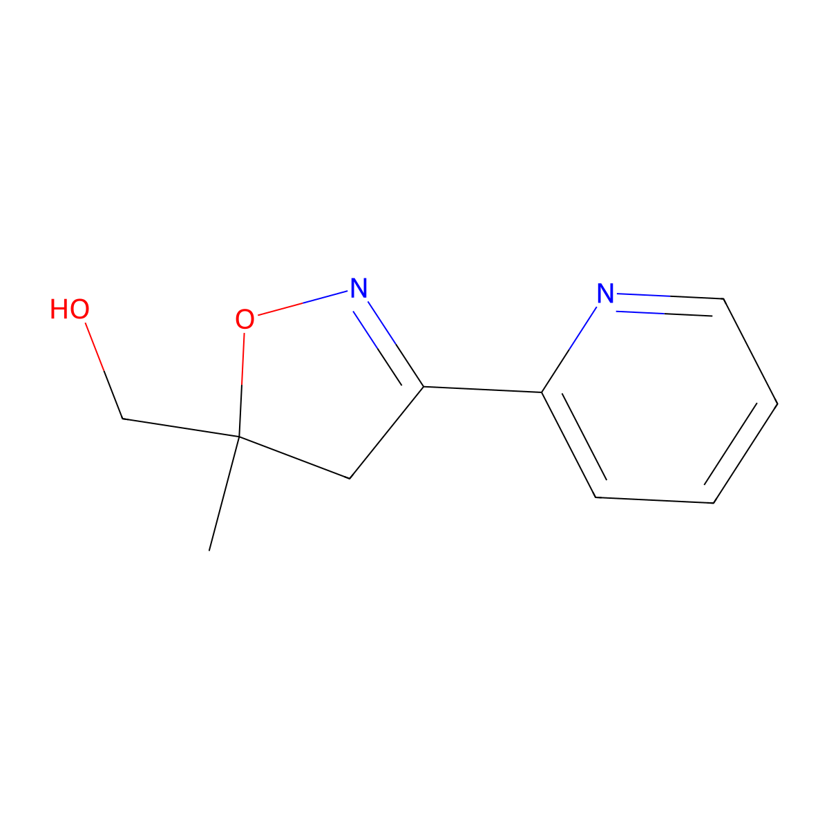 (5-Methyl-3-(pyridin-2-yl)-4,5-dihydroisoxazol-5-yl)methanol molecular structure, CAS 1823914-49-3