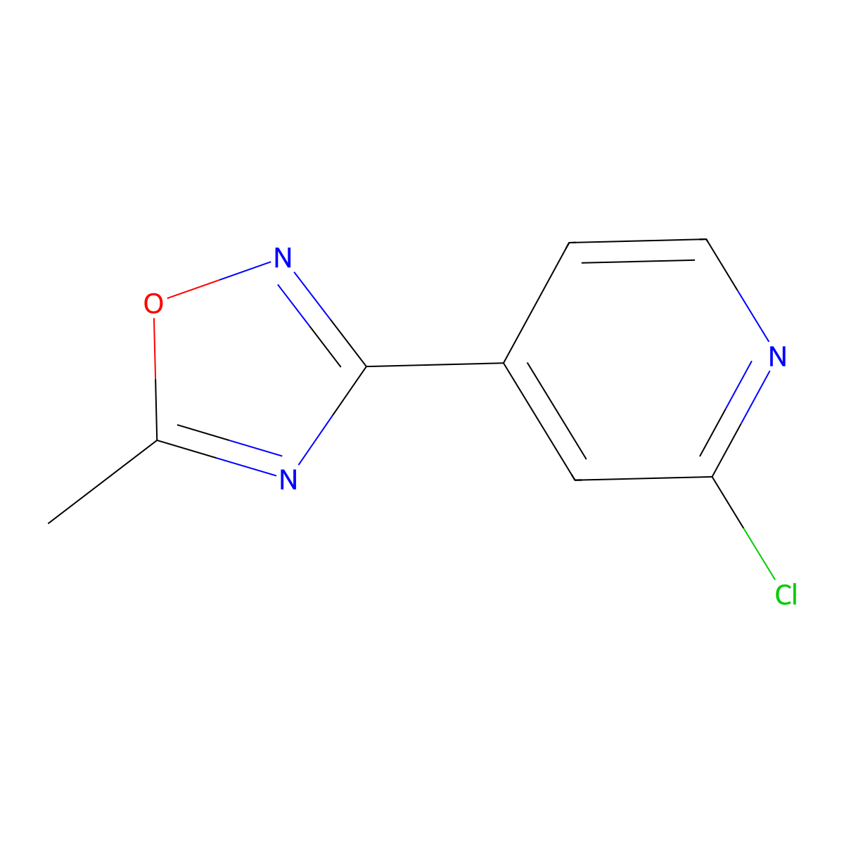 2-Chloro-4-(5-methyl-1,2,4-oxadiazol-3-yl)pyridine molecular structure, CAS 1823915-67-8