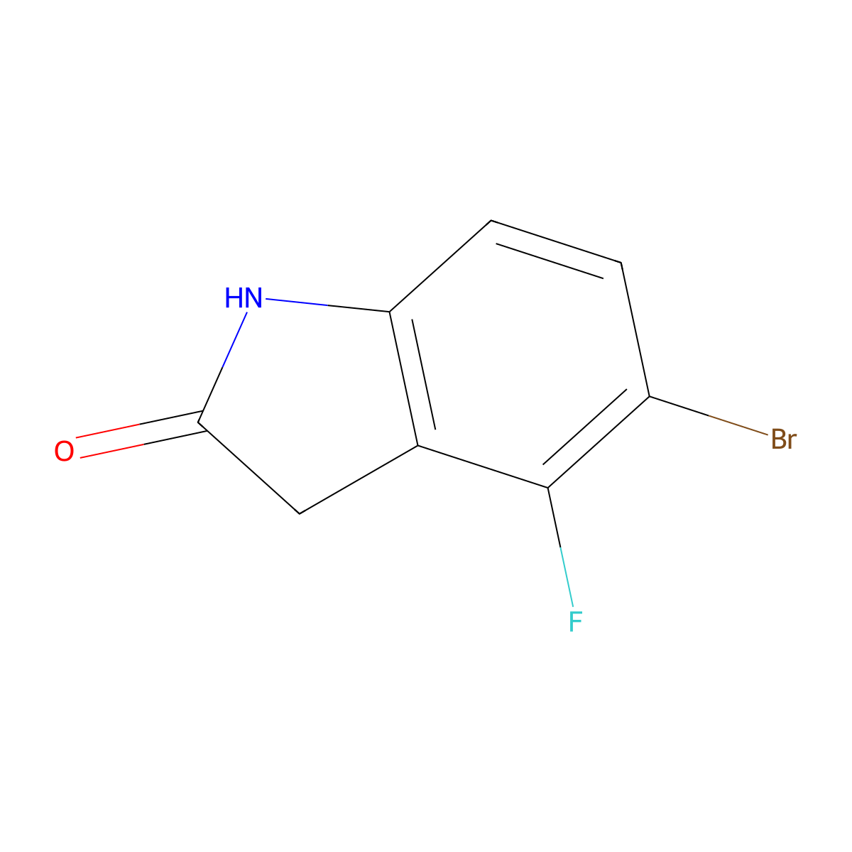 5-Bromo-4-fluoro-2,3-dihydro-1H-indol-2-one molecular structure, CAS 1823917-90-3