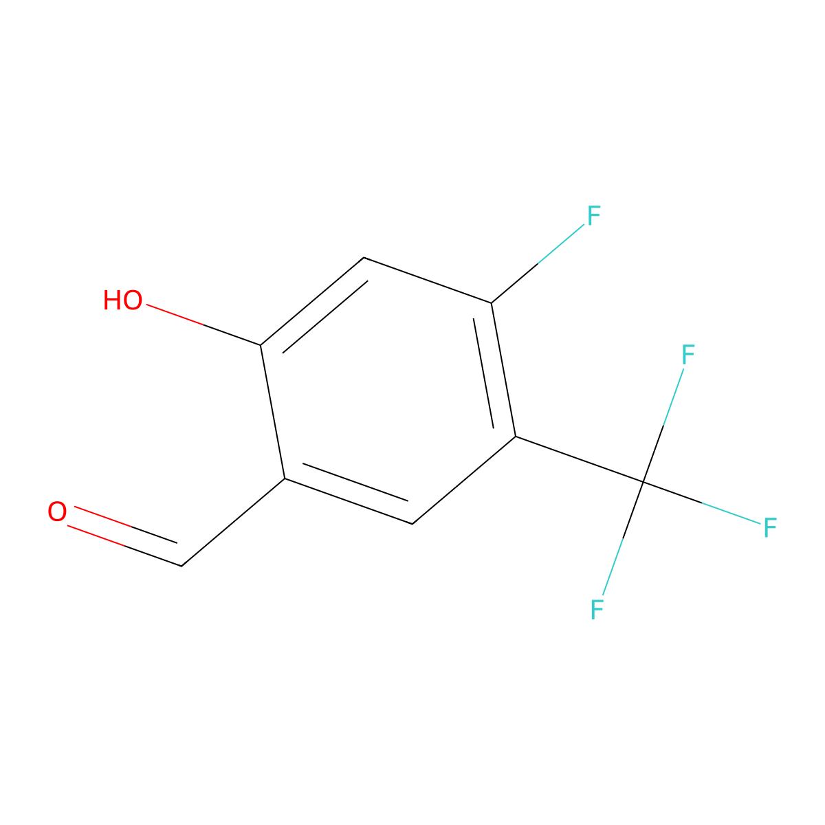 4-Fluoro-2-hydroxy-5-(trifluoromethyl)benzaldehyde molecular structure, CAS 1823917-95-8