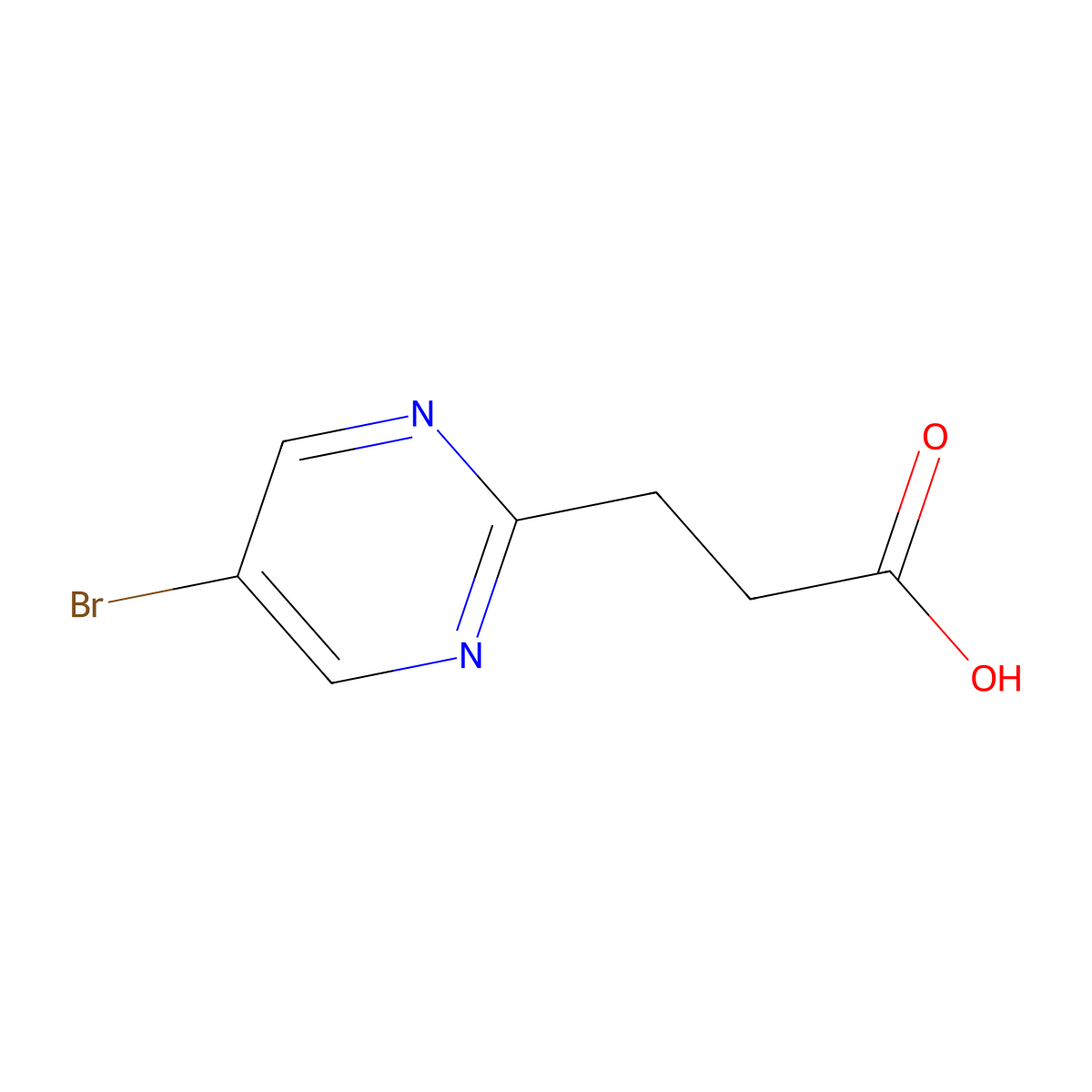 3-(5-Bromopyrimidin-2-yl)propanoic acid molecular structure, CAS 1823918-60-0