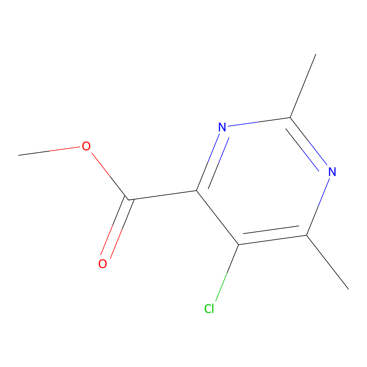 Methyl 5-chloro-2,6-dimethylpyrimidine-4-carboxylate molecular structure, CAS 1823919-67-0