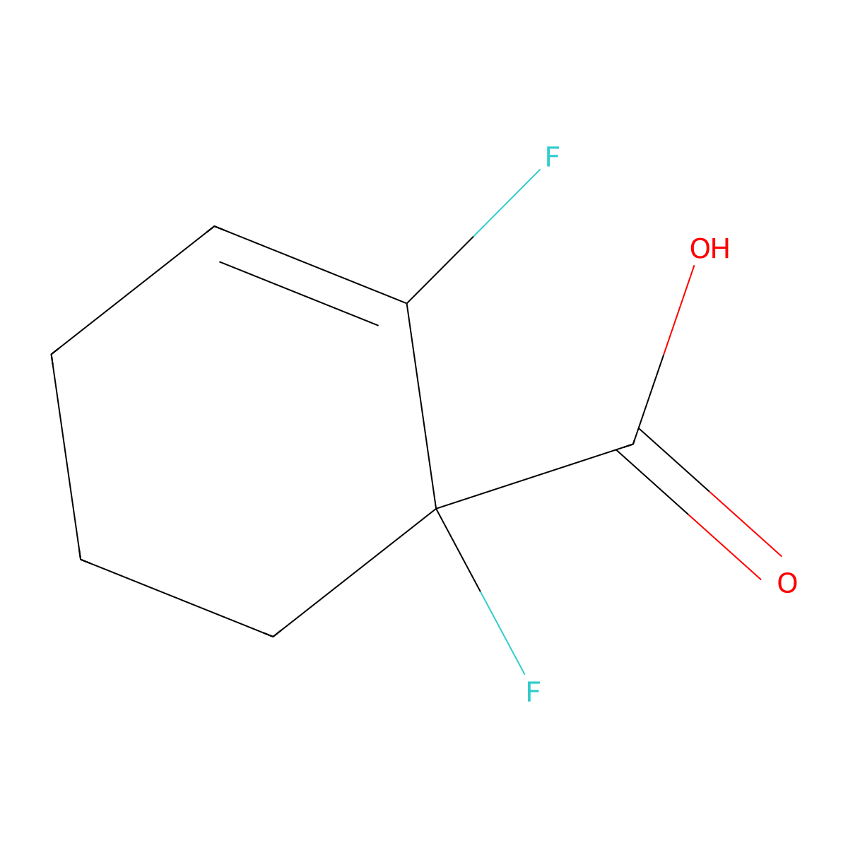 1,2-Difluorocyclohex-2-enecarboxylic acid molecular structure, CAS 1823920-29-1